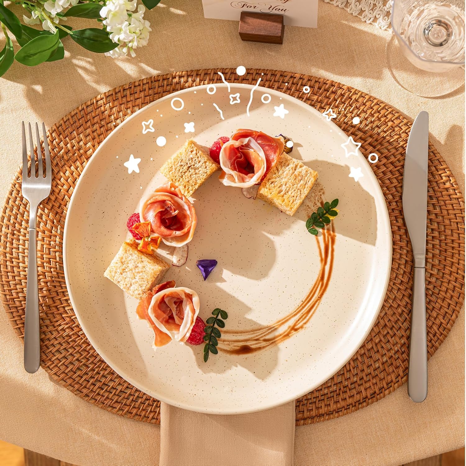 Sweese 12-Piece Porcelain Dinnerware Set - Round Plates & Bowls for 4, Chip & Scratch Resistant, Dishwasher & Microwave Safe - Perfect for Family Dinners, Parties & Everyday Use (Multi-Color)