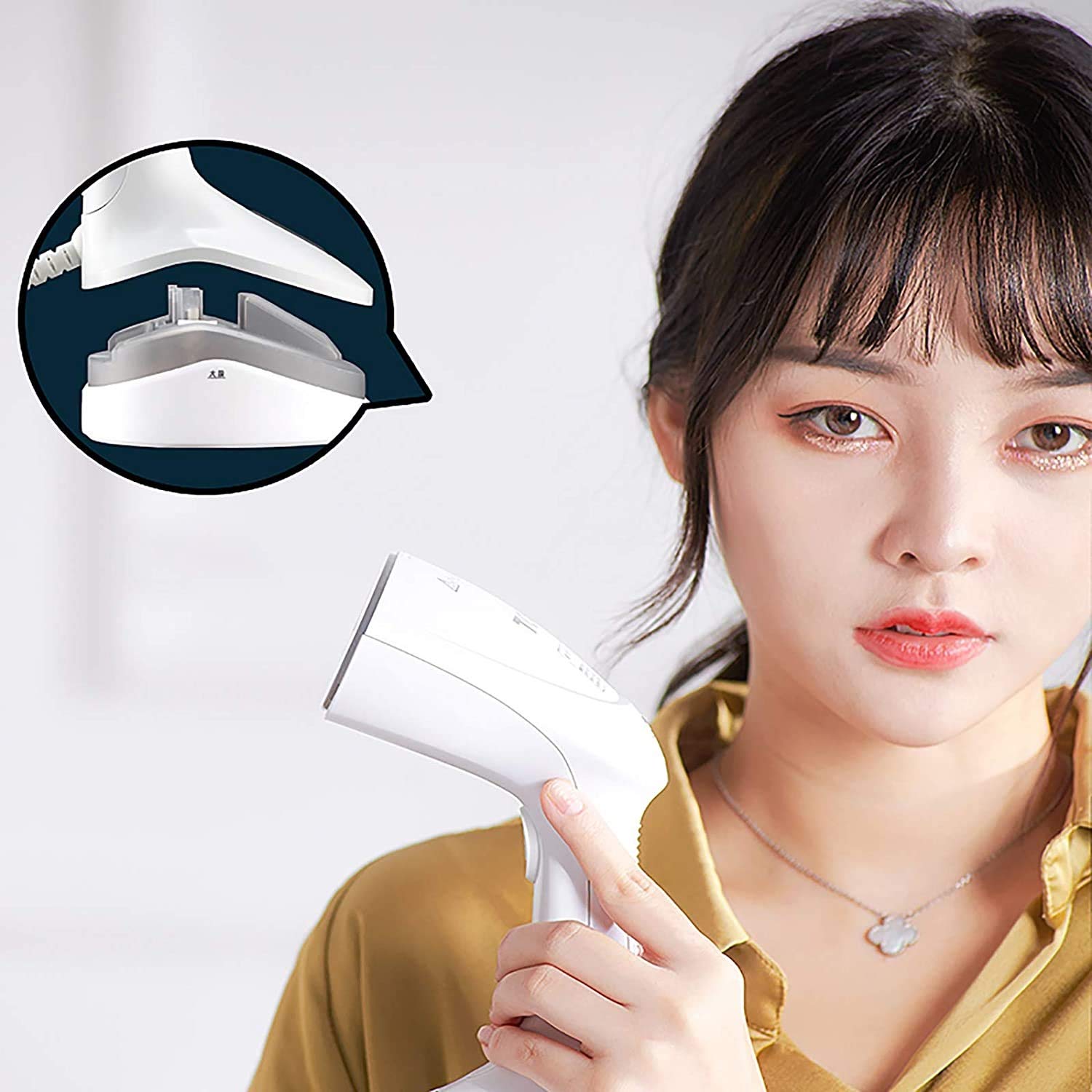 Portable Handheld Garment Steamer for Clothes - Powerful Travel Steamer & Wrinkle Remover - Compact Fabric Steam Iron for Suits, Dresses, Curtains - Perfect for Home, Office & Travel (White)