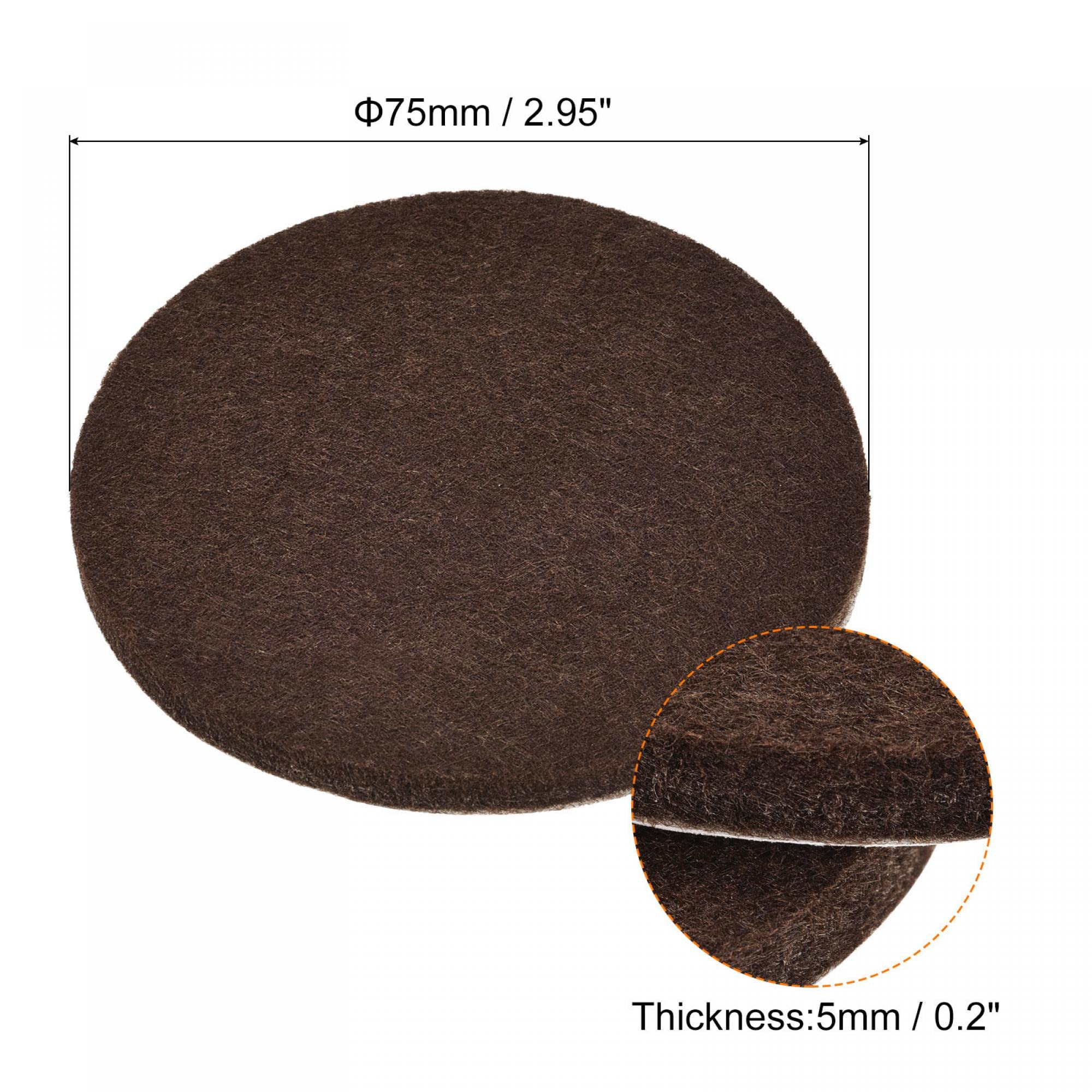 uxcell 75mm Self-Adhesive Felt Furniture Pads - Non-Slip, Anti-Scratch Round Felt Pads for Cabinet, Closet, Chair & Table Legs - Floor Protector Pads (Brown, 4-Pack) - Perfect for Hardwood Floors & Tile Surfaces