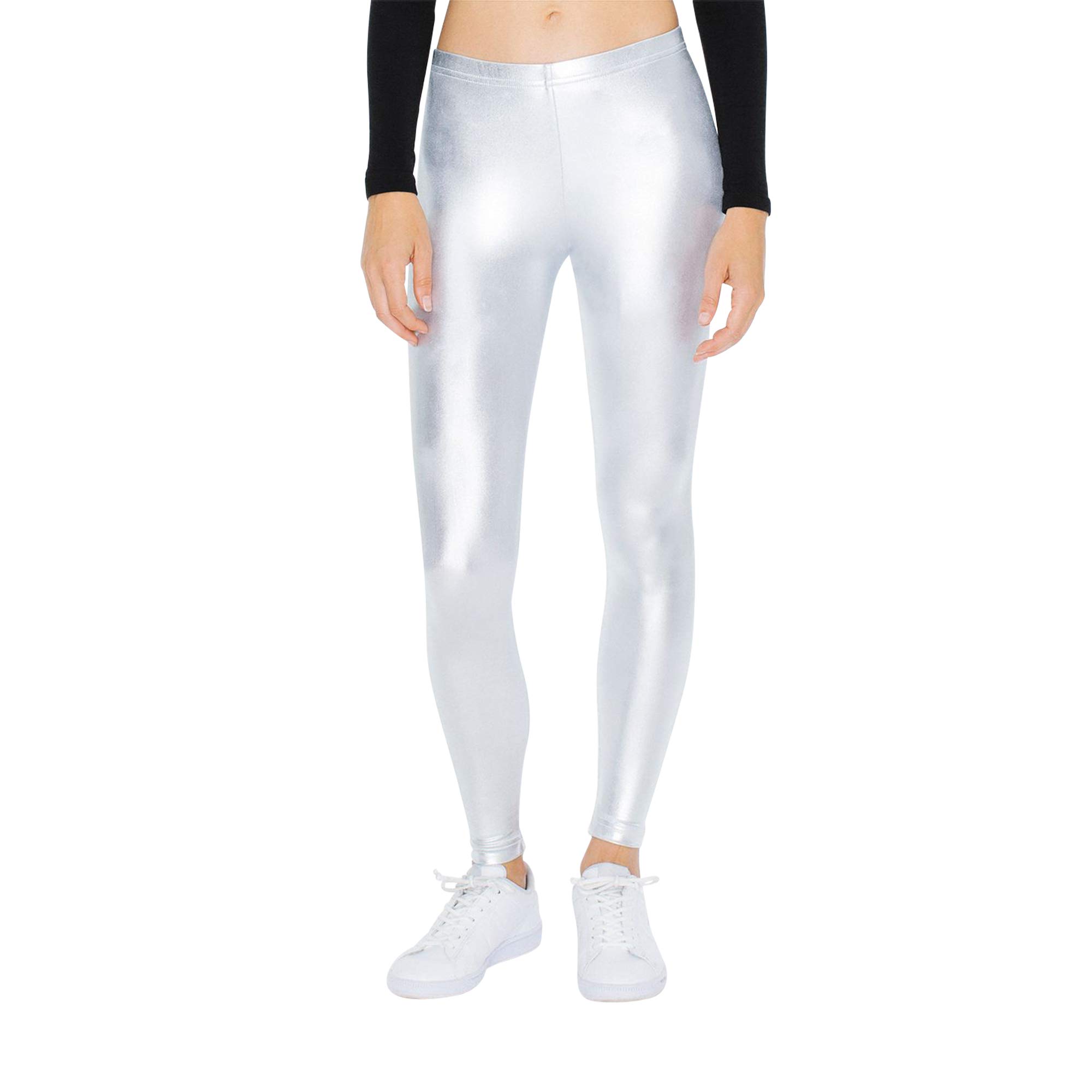 American Apparel Women's High Waist Metallic Leggings - Shiny Yoga Pants for Workout, Running & Casual Wear