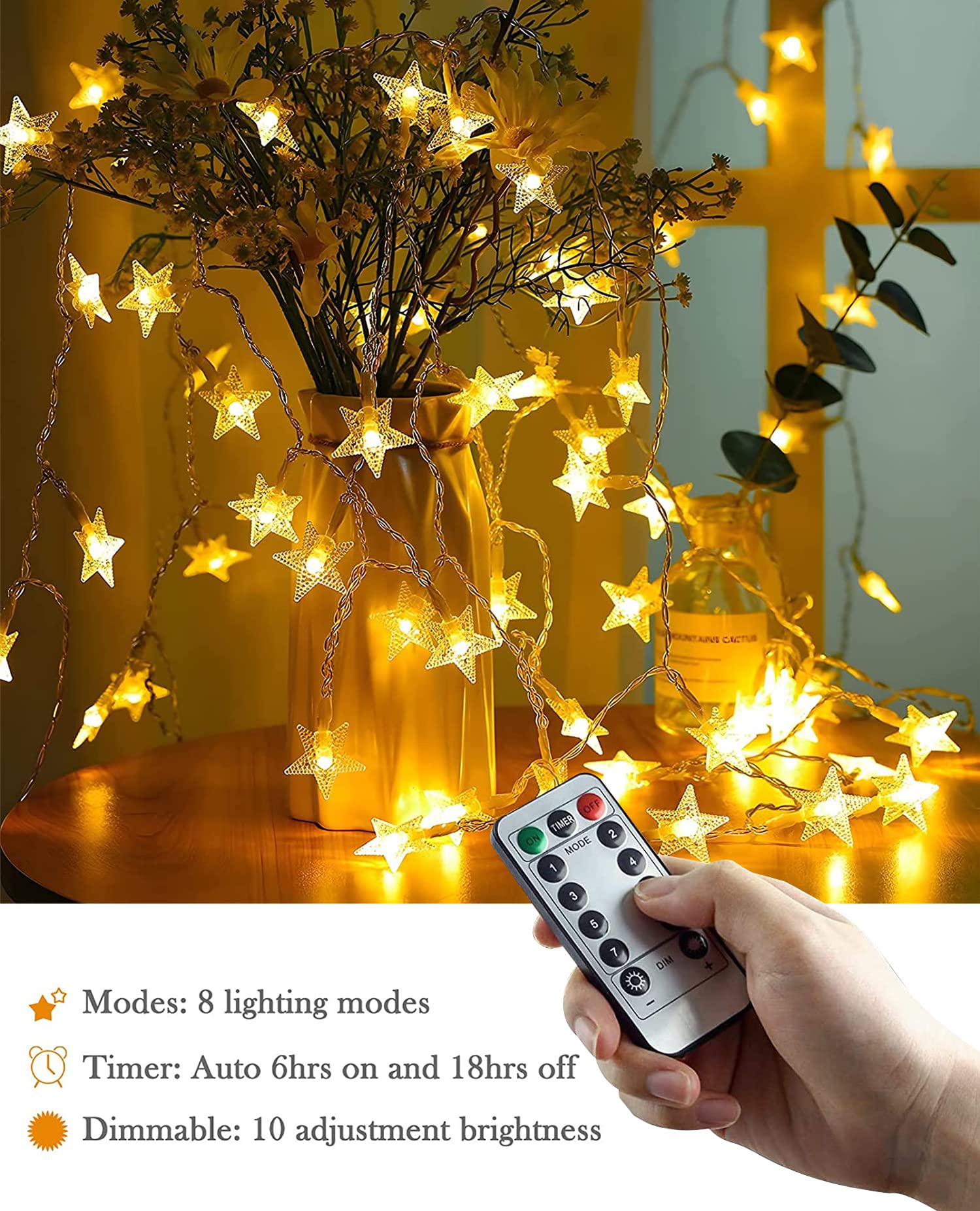 ANJAYLIA 20FT 40 LED Battery Operated Waterproof String Lights - Warm White Fairy Lights for Bedroom, Party, Wedding, Christmas & Ramadan Decor - Indoor & Outdoor Use for Home, Garden, Patio and Holiday Lighting