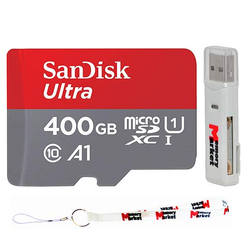 SanDisk Ultra 400GB MicroSDXC UHS-I Memory Card - Class 10, A1, 100MB/s Read Speed (SDSQUAR-400G-GN6MN) - Includes Free Lanyard & Dual Slot Card Reader - Perfect for Smartphones, Drones, Action Cameras & Gaming Consoles