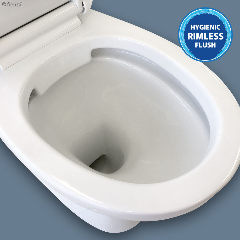 Fienza K009 Close Coupled Stella S Trap Rimless Toilet in White - Modern Water-Saving Bathroom Solution for Small Spaces & Contemporary Homes