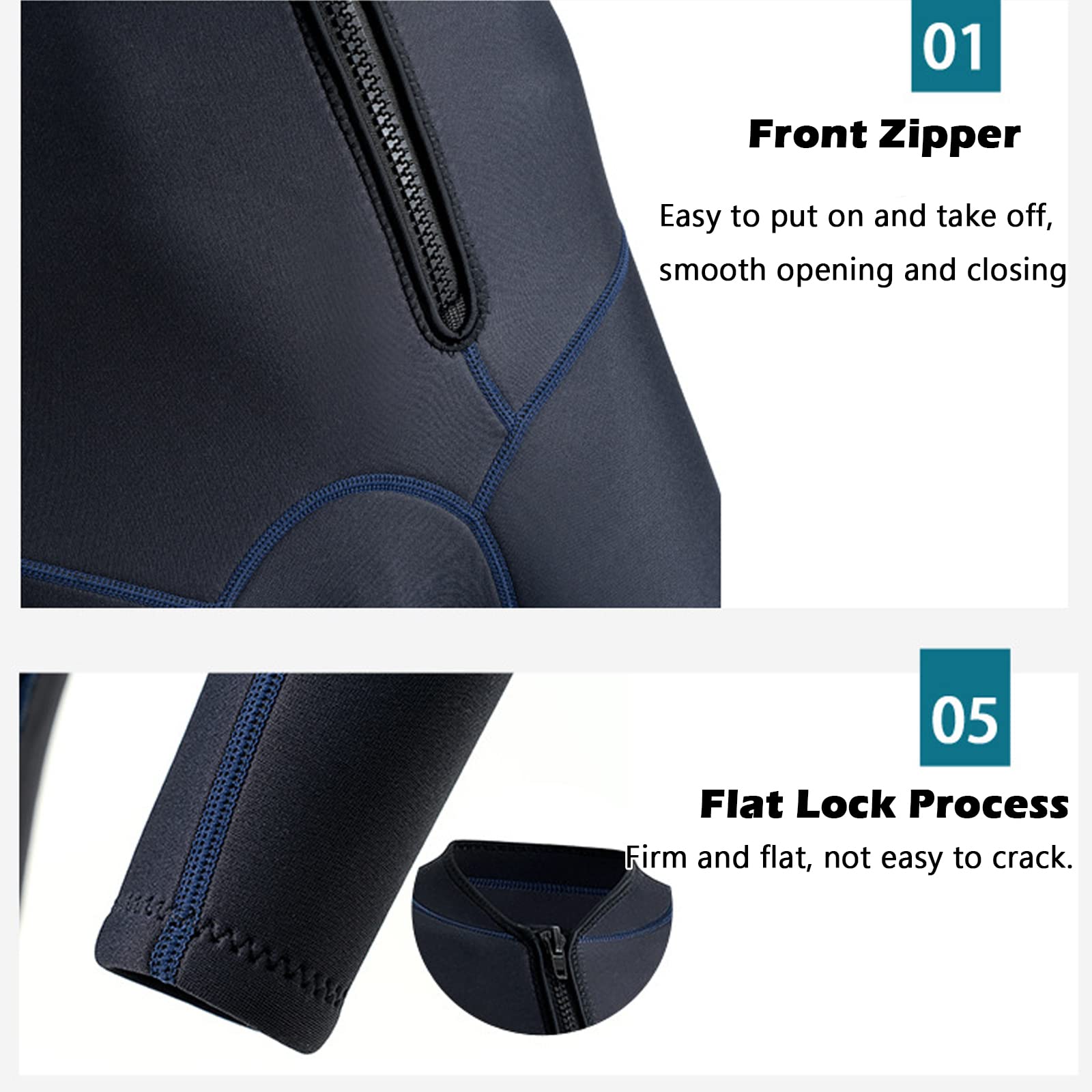 3mm Neoprene Full Body Wetsuit for Men - Long Sleeve Diving Suit with Front Zipper & UV Protection - Ideal for Swimming, Surfing, Kayaking, Snorkeling & Water Sports - YY02