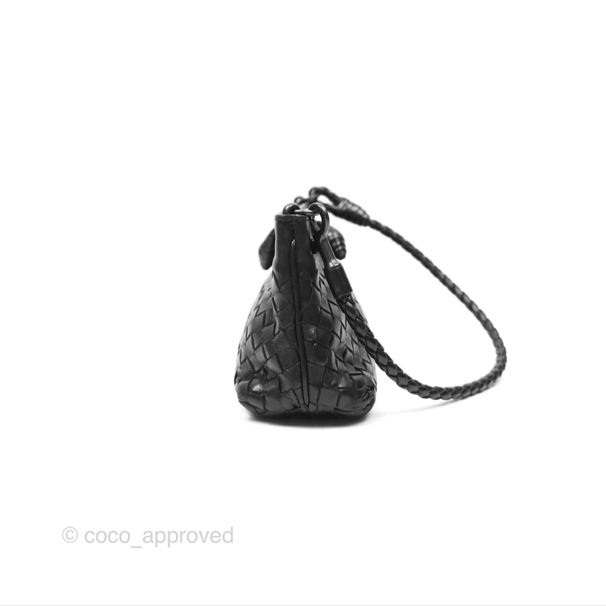 Bottega Veneta Mini Shoulder Bag Black Intrecciato Leather Crossbody Purse for Women | Luxury Designer Handbag for Everyday Use, Date Night & Travel
