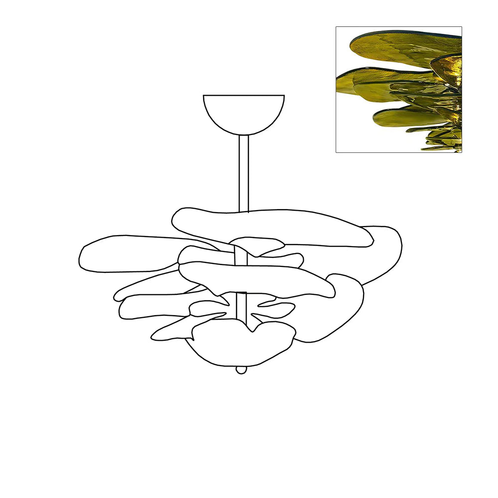 Elegant Lilypad Glass Chandelier - Modern Crystal Ceiling Light Fixture for Dining Room, Living Room & Bedroom Decor | Perfect for Home Lighting and Interior Design