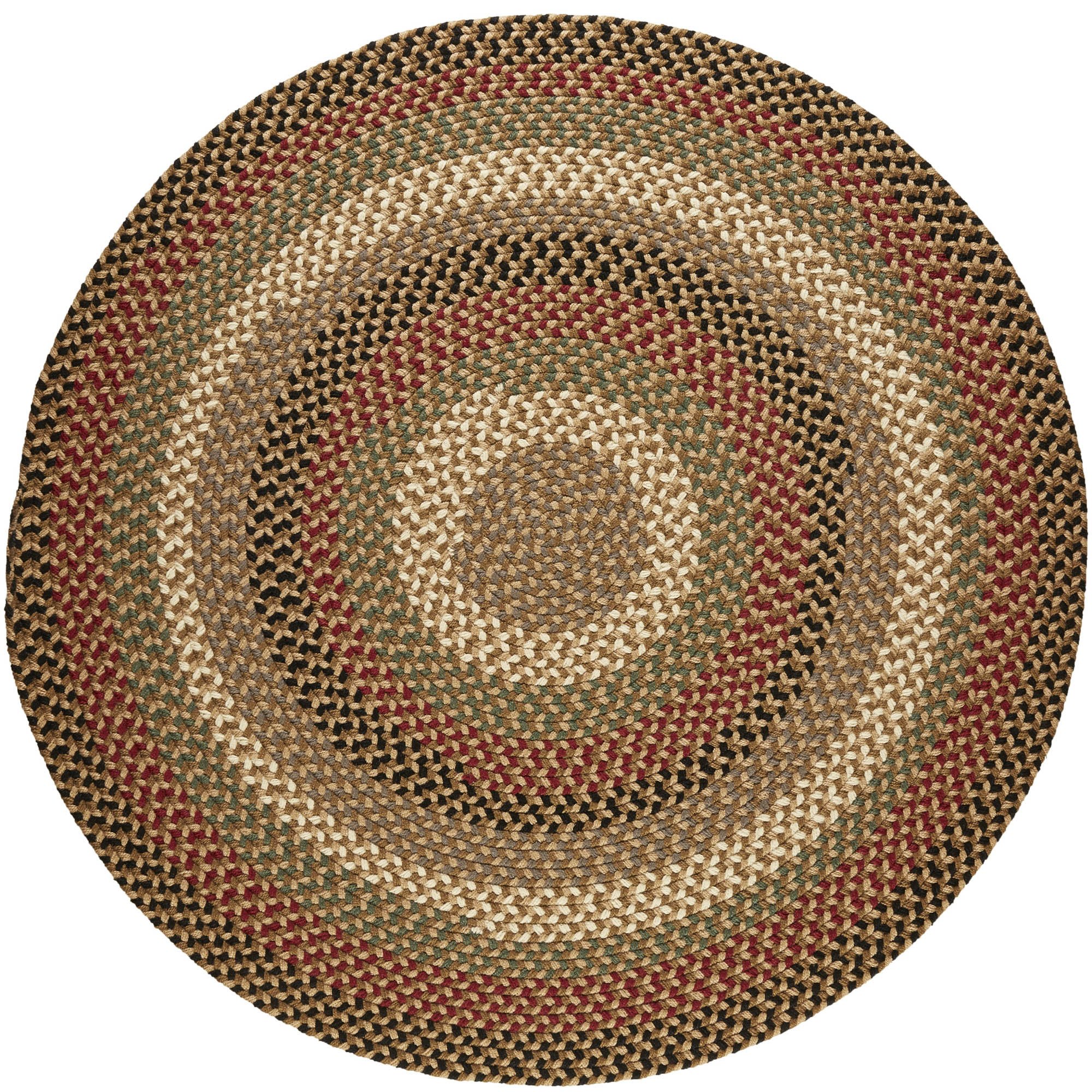Super Soft Braided Area Rug - 6' X 6' Round Indoor/Outdoor Reversible Washable Rug for Patio, Deck, Living Room - Natural Earth Tone - Santa Maria Design