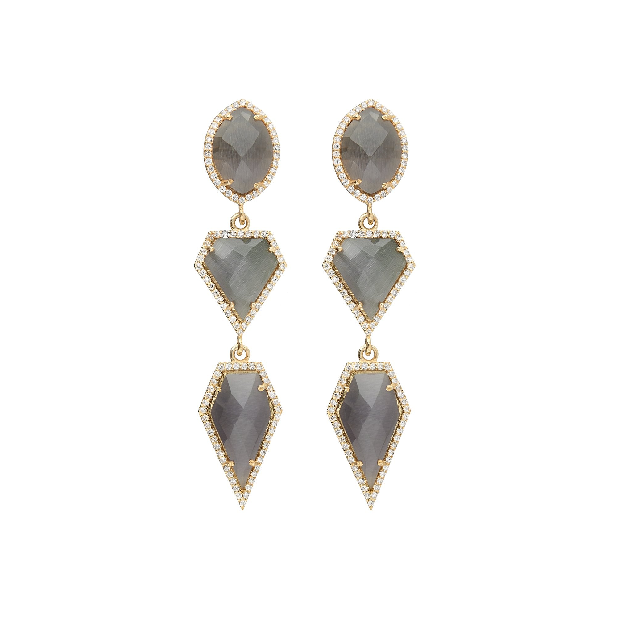 Elegant Art Deco Bridal Earrings with Opal Gemstones | Geometric Statement Jewelry by Stephanie Browne at Kezani | Perfect for Weddings, Parties & Special Occasions