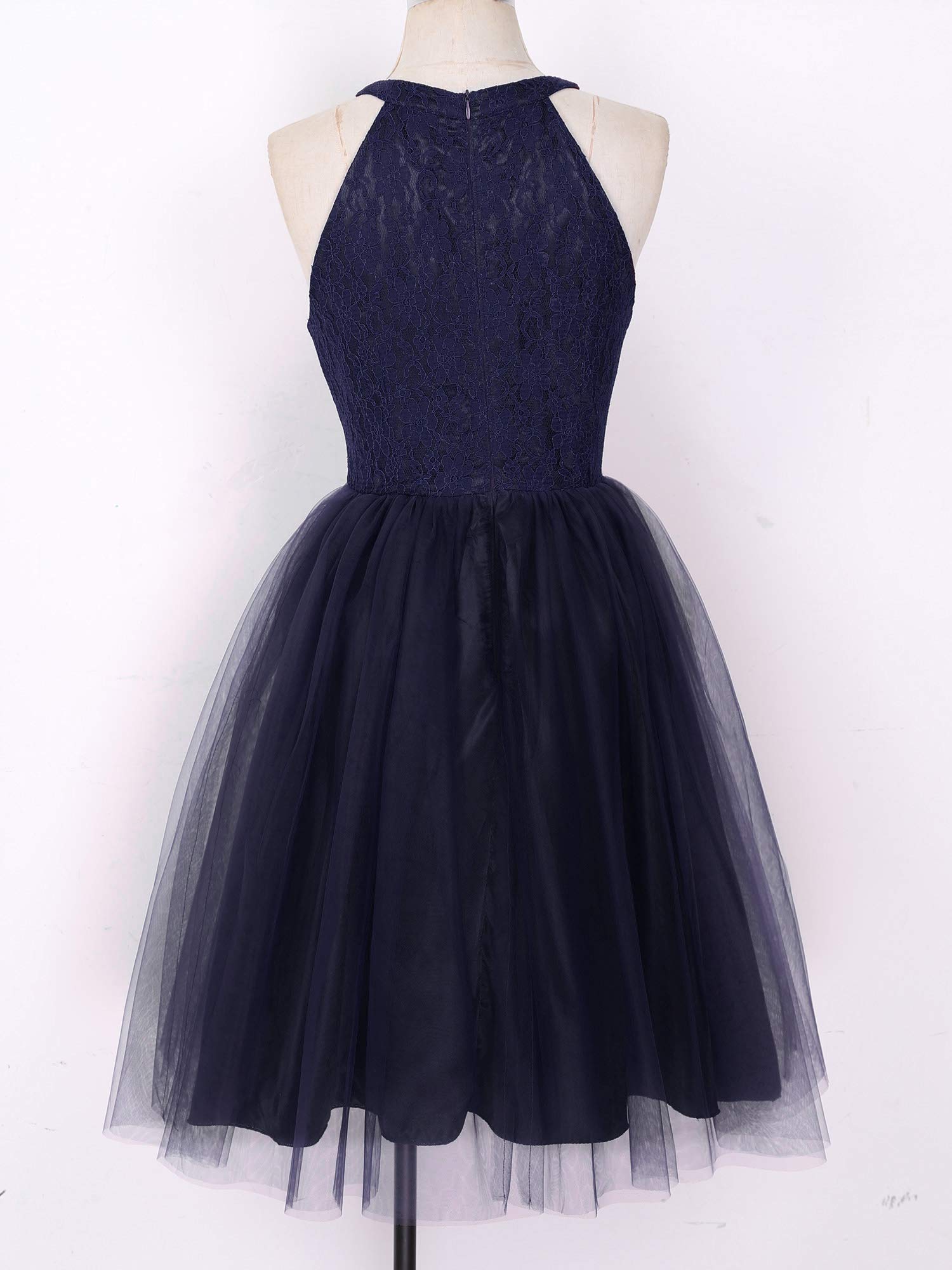 Elegant Women's Lace Floral Halter Short Formal Dress - Sleeveless Wedding & Cocktail Party Dress for Special Occasions | Perfect for Bridal Showers, Evening Events & Summer Celebrations