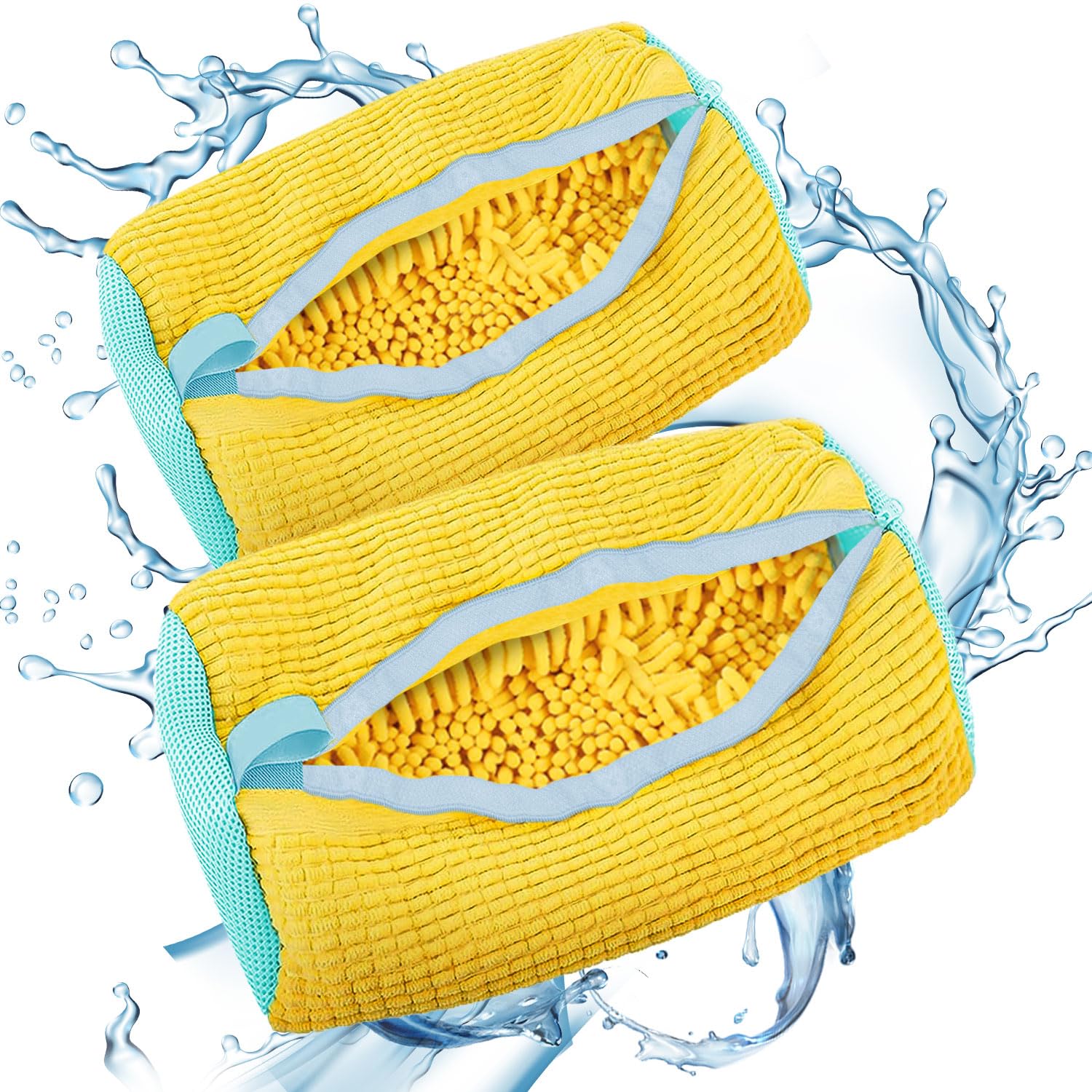 Reusable Shoe Washing Machine Bags (2-Pack) - Laundry Bags for Washer & Dryer, Sneaker & Tennis Shoe Cleaner Kit - Yellow | Perfect for Home, Gym & Travel Shoe Care