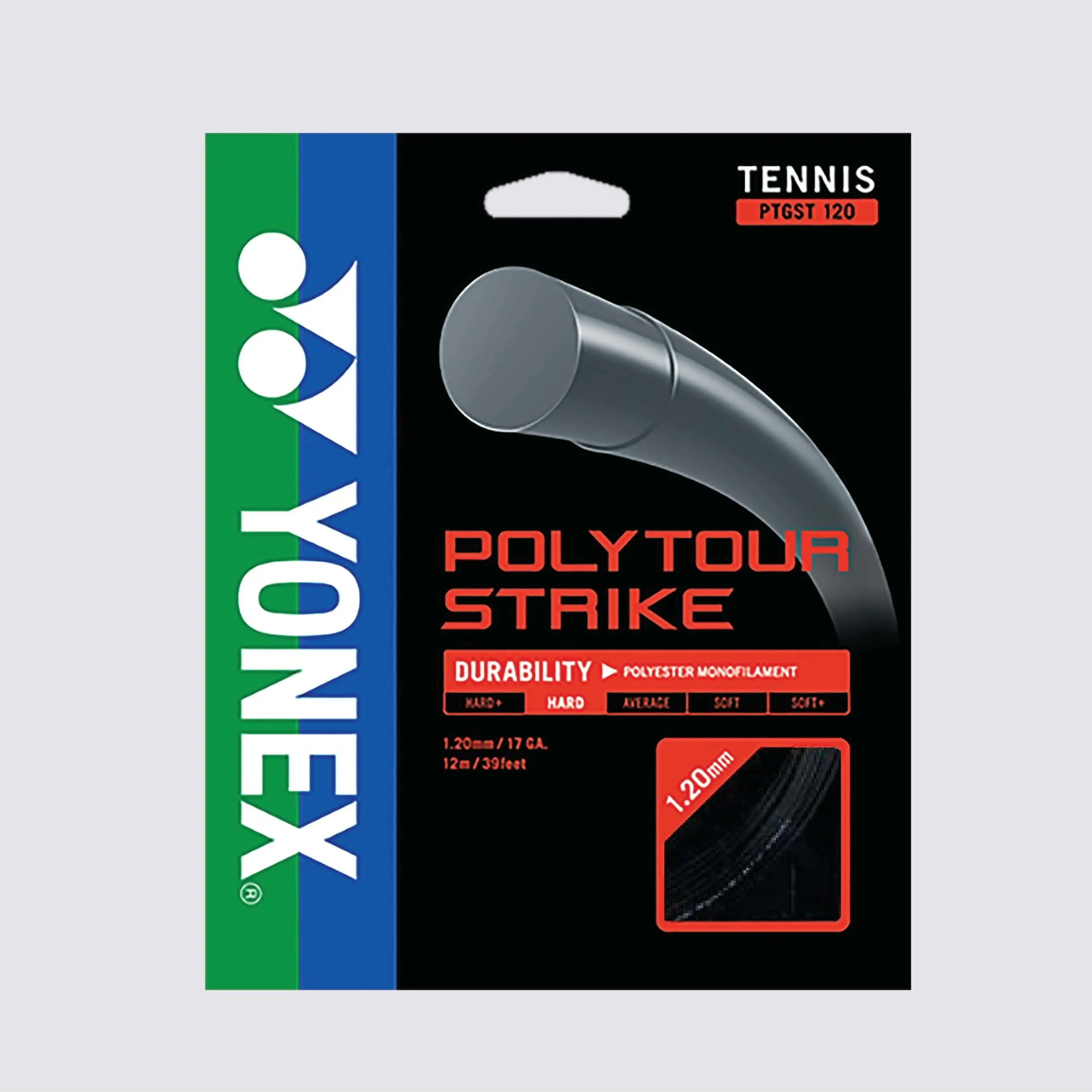 Yonex Polytour Strike 120/17 Tennis String - High Performance Polyester String for Power & Spin - Perfect for Competitive Play & Tournament Matches