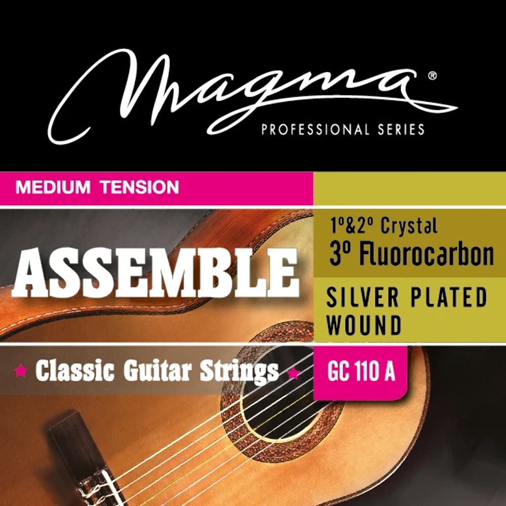 Premium Classical Guitar Strings Set - Medium Tension Nylon & Fluorocarbon Strings (1st-6th) for Acoustic Guitars - Crystal Clear Sound for Beginners & Professionals - Perfect for Practice, Performances & Studio Recording - 6-Pack (GC110A)