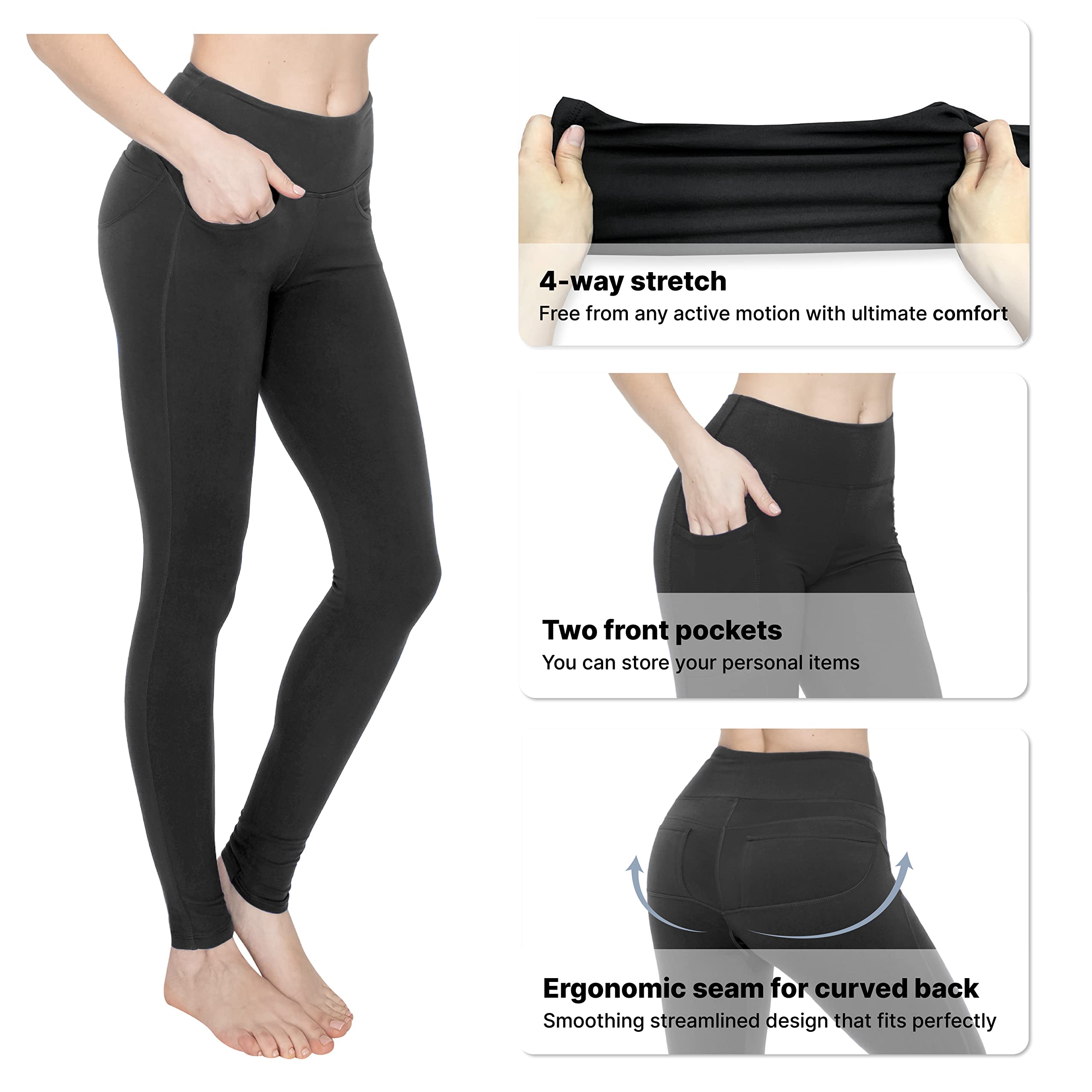 ALWAYS Pockets Yoga Pants for Women - Ultra Soft Stretchy High Waist Workout Leggings | Gym, Running, Yoga & Everyday Wear