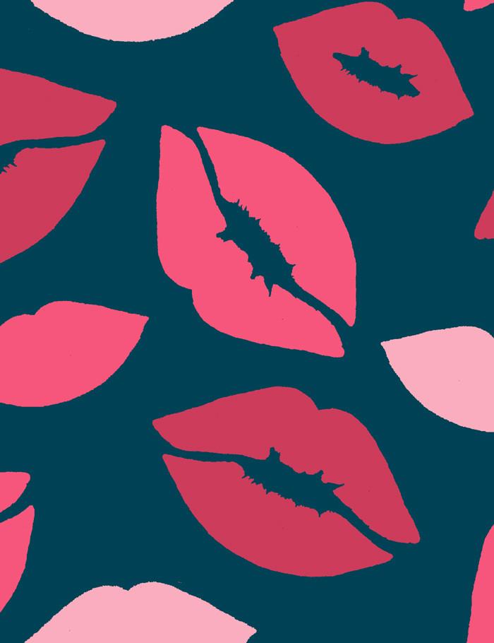 Nathan Turner Kiss My A Indigo Wallpaper - Elegant Home Decor for Living Room, Bedroom & Office