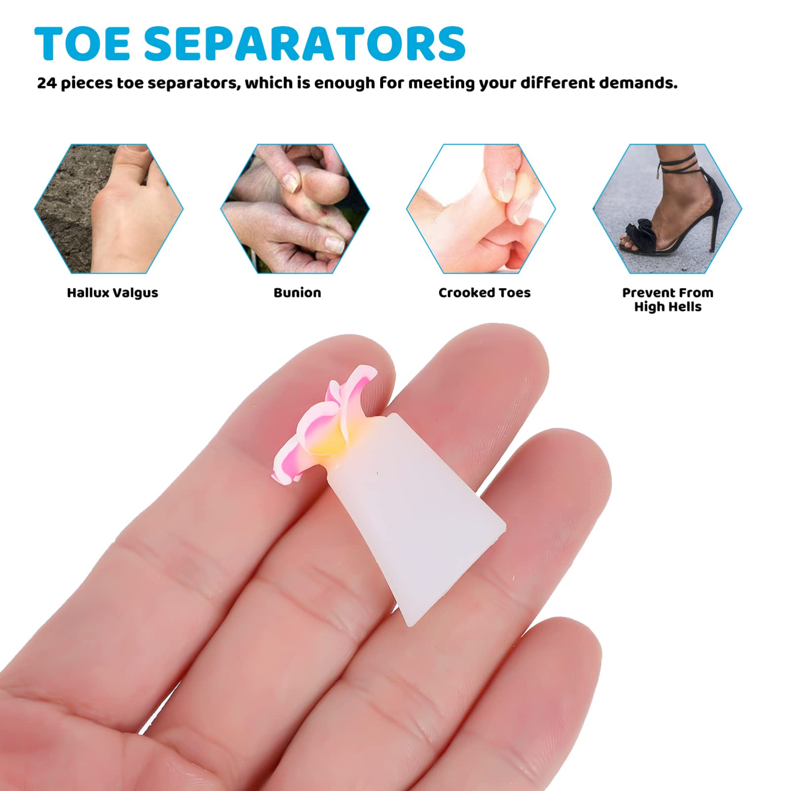 Uonlytech 32pcs Flower Silicone Toe Separators - Pedicure Spacers for Nail Art & Salon - Comfortable Toe Dividers for Manicure, Pedicure, Gel Polish Application & At-Home Nail Care