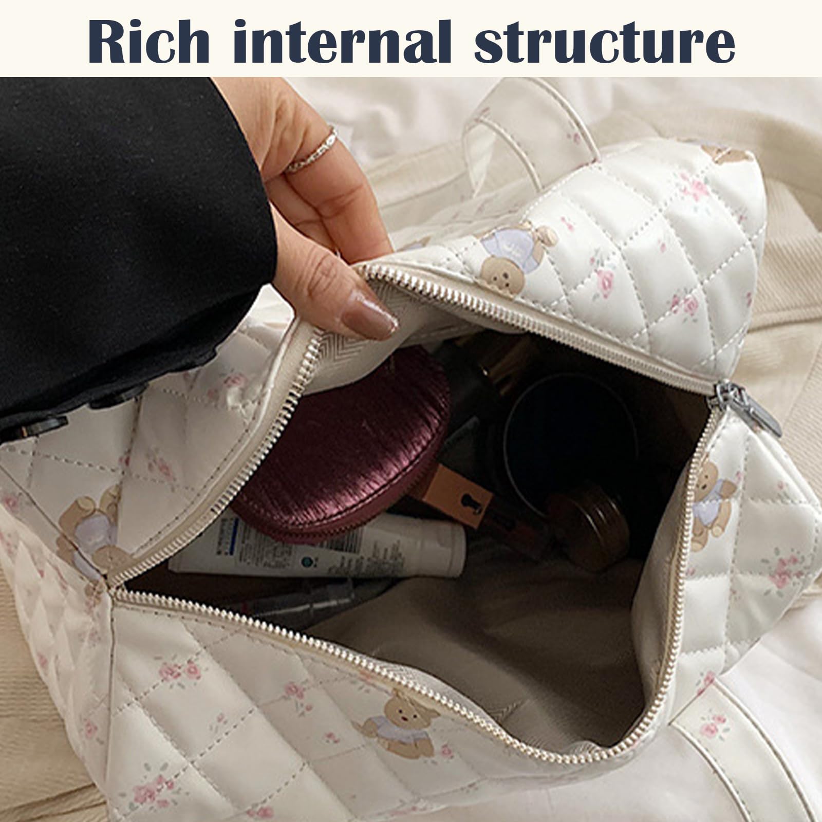 Stylish Large White Duffel Bag for Women - Spacious Weekender Overnight Tote, Perfect as Carry-On Luggage, Work Bag, Gym Bag, Travel Bag, Diaper Bag & Hospital Delivery Bag | Ideal for Business Trips, Weekend Getaways, Workouts & Maternity Needs