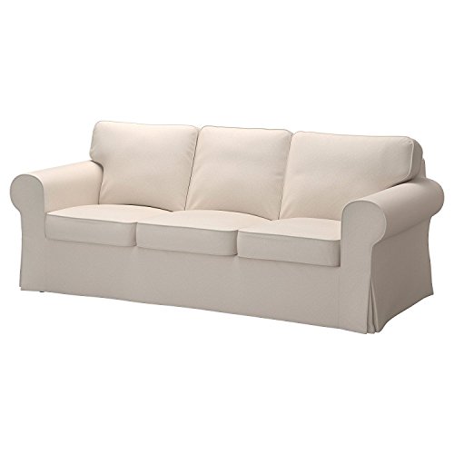 Replacement Cover for IKEA Ektorp 3-Seat Sofa - Lofallet Beige Fabric Slipcover (Not for 3.5-Seat Model) | Durable & Washable Sofa Protector for Living Room, Family Room & Lounge