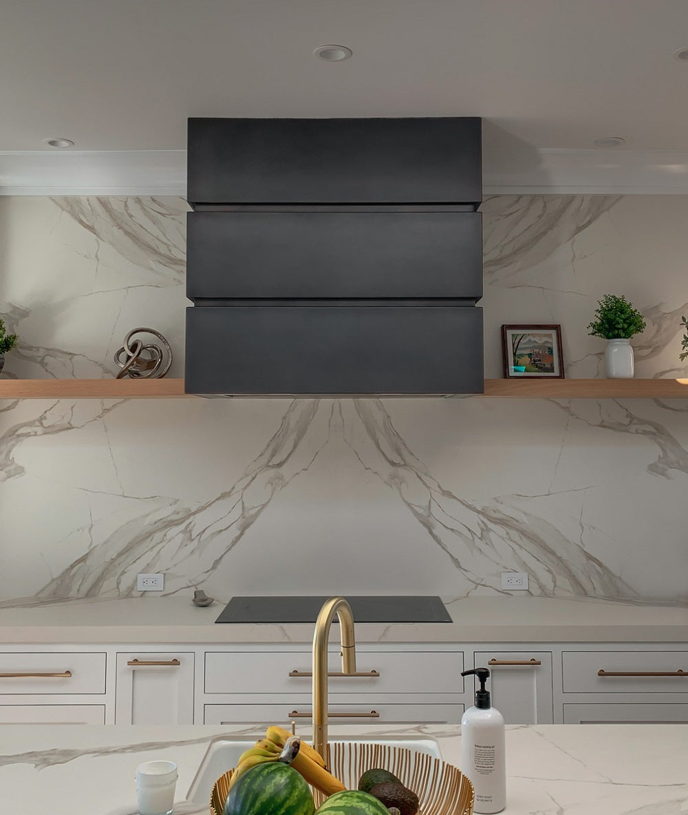 Custom Matte Black Stainless Steel Box-Shaped Range Hood - Modern Kitchen Ventilation for Chad | Perfect for Home & Restaurant Cooking