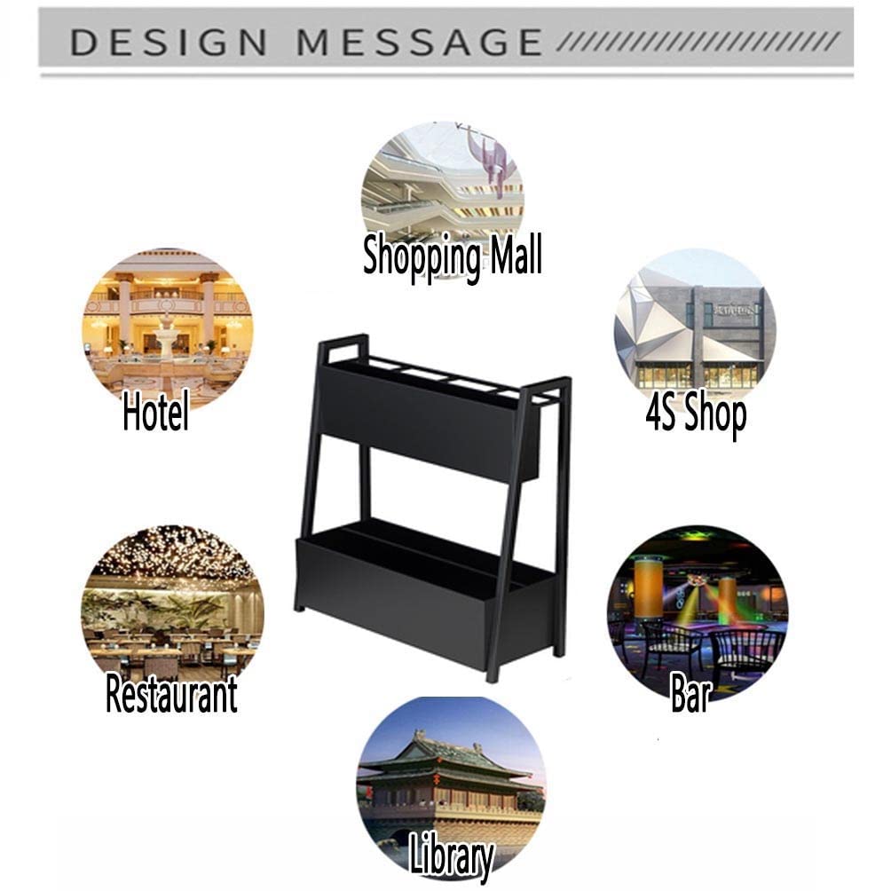 Large Capacity Commercial Umbrella Stand Holder - Heavy Duty Metal Umbrella Rack for Hotels, 4S Shops, Shopping Malls & Schools (48x26x58cm, Black) - Indoor/Outdoor Waterproof Umbrella Storage Solution for Entryways, Lobbies & Public Spaces