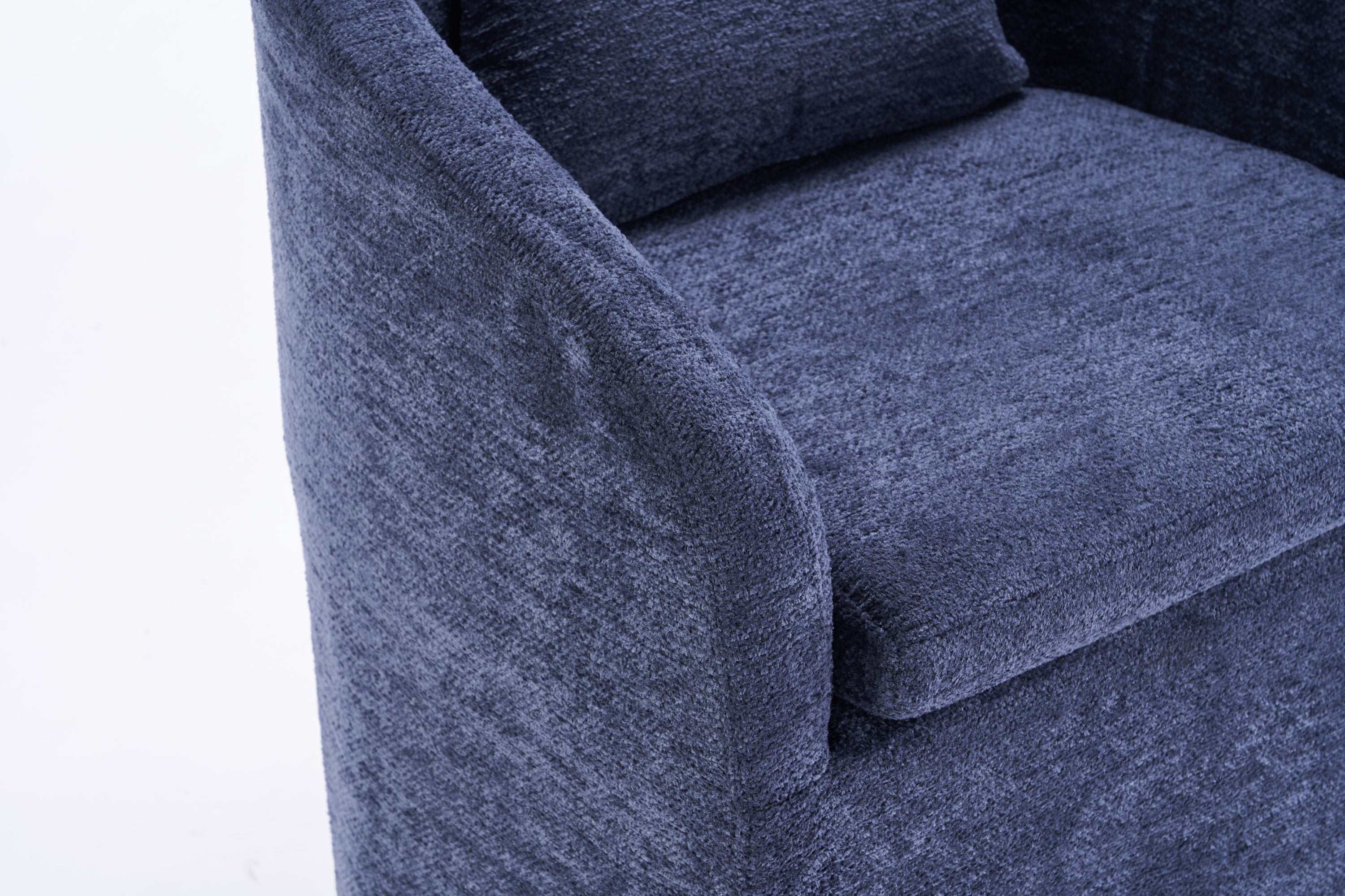 Blue Chenille Fabric Dining Armchair with Back Cushion & Universal Wheels - 1-Piece Set for Home, Office or Restaurant Use
