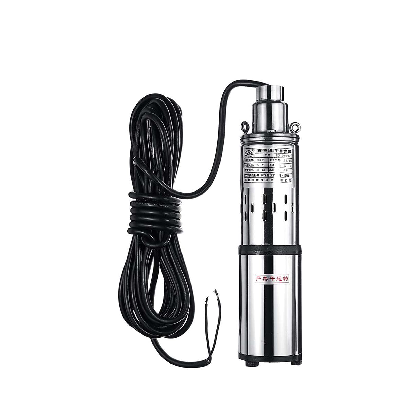200W Deep Well Water Pump, 24V DC Submersible Solar Powered Pump with 10m (32.8ft) Cable - 1.2 m³/h Max Flow, 196ft (60m) Max Head, Stainless Steel Design - Perfect for Off-Grid Homes, Farms, Irrigation & Solar Water Systems