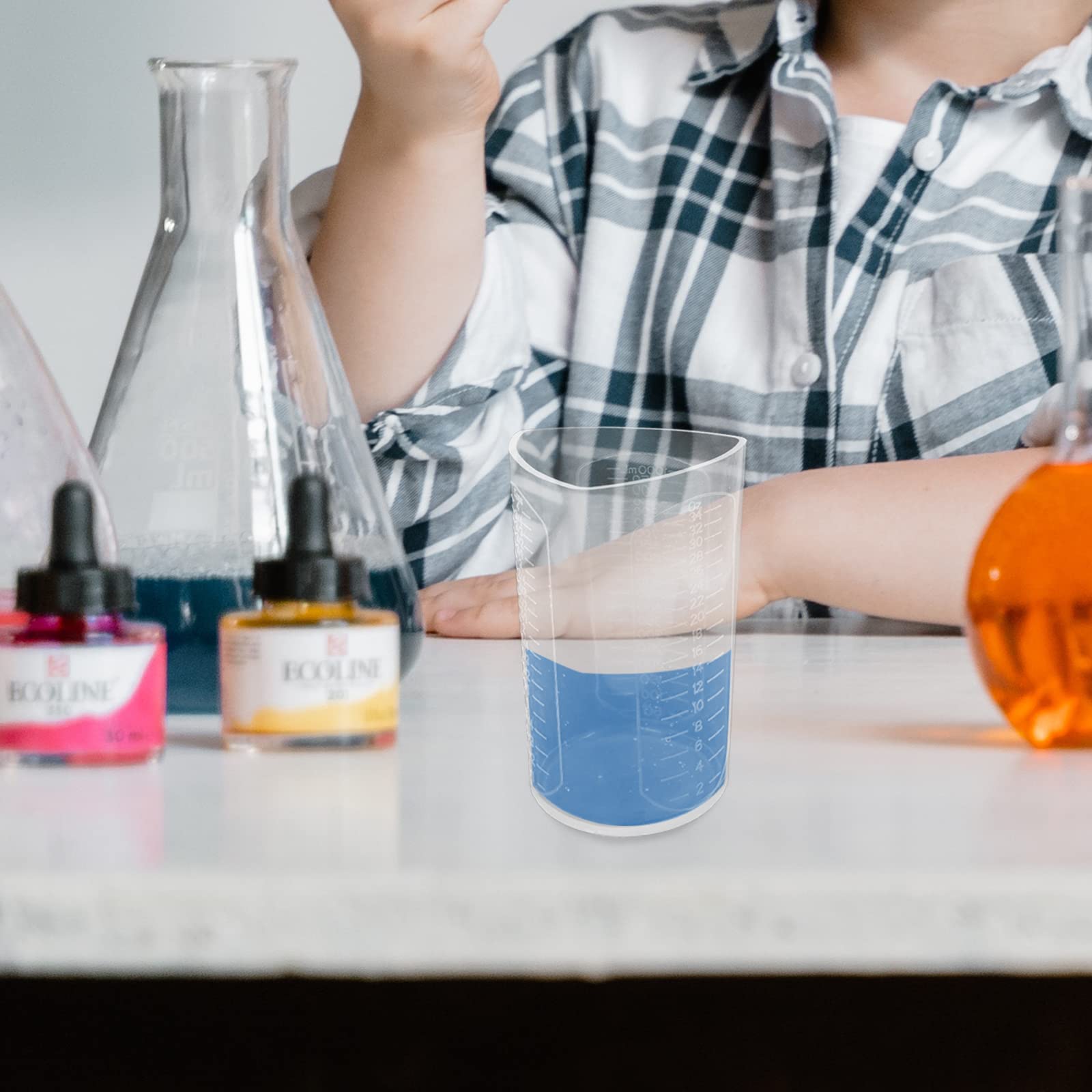 Premium Silicone Resin Measuring Cups - 1000ml Thick Non-Stick Mixing & Pouring Cups with 3 Measurement Units (OZ/ML/G) - Ideal for Epoxy Resin, Art Crafts, Baking & Kitchen Use