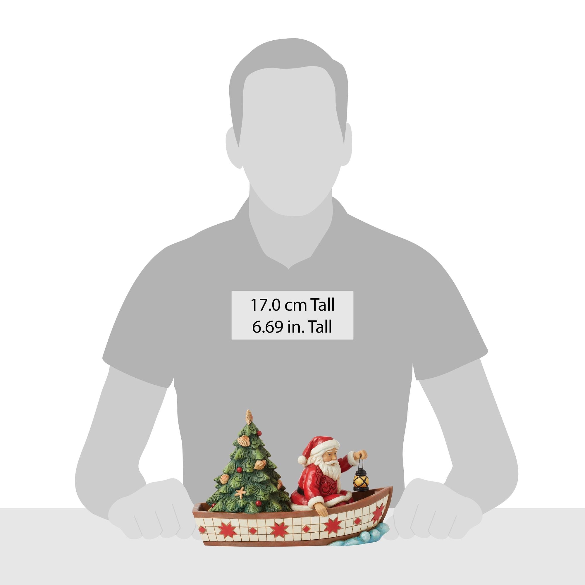 Santa in Boat With Christmas Tree Figurine - Holiday Home Decor, Christmas Ornament, Festive Tabletop Display for Xmas Party & Winter Decorations