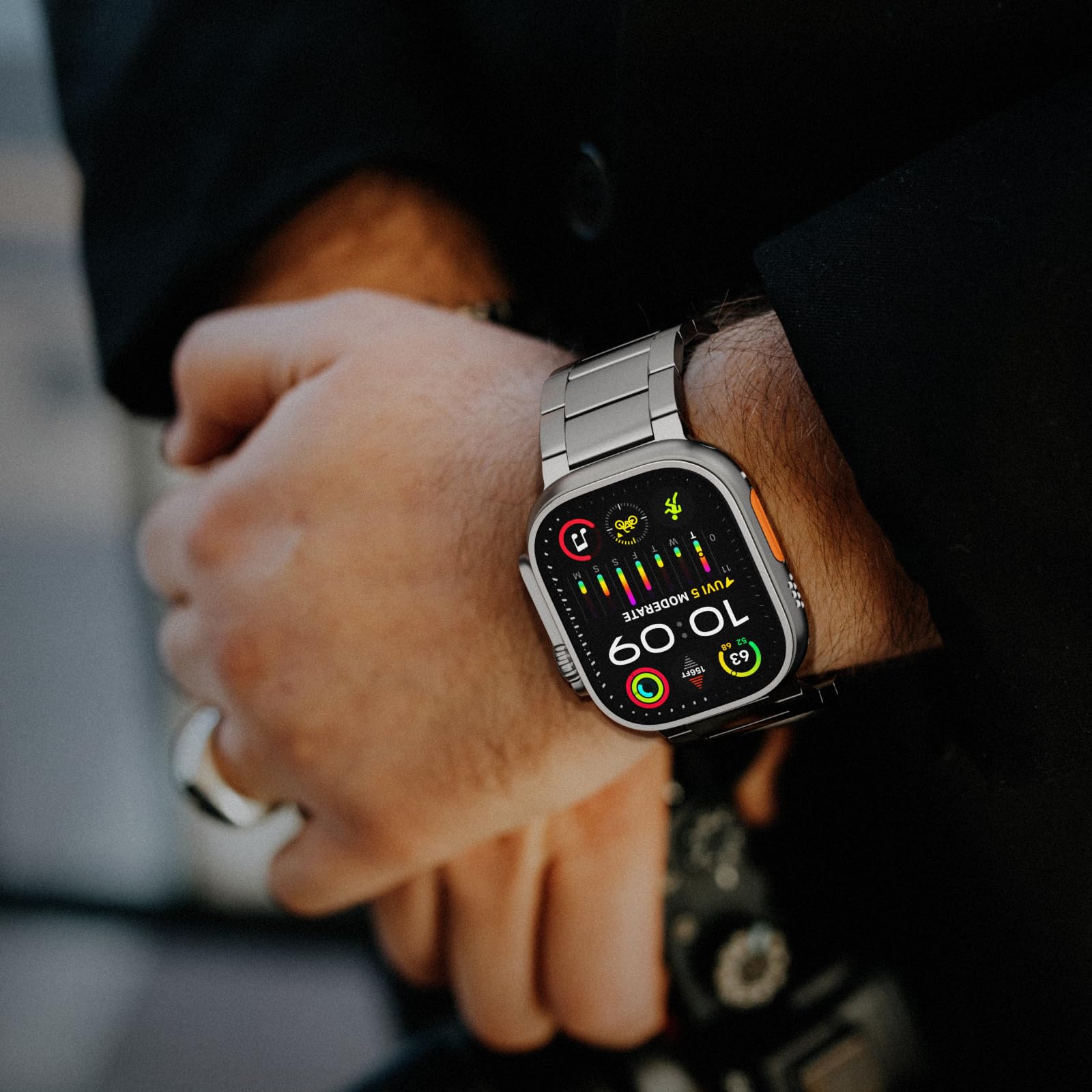Premium Titanium Watch Band for Apple Watch Ultra 2 / Ultra 49mm - Adjustable 26mm Wide Magnetic Strap with DLC Coating - Durable Replacement Band for Men - Perfect for Outdoor Adventures, Workouts & Everyday Wear