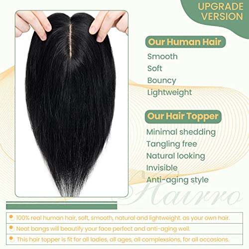Clip in Human Hair Topper with Silk Base - Natural Looking Hairpiece for Thinning Hair - Perfect for Daily Wear, Special Occasions & Styling