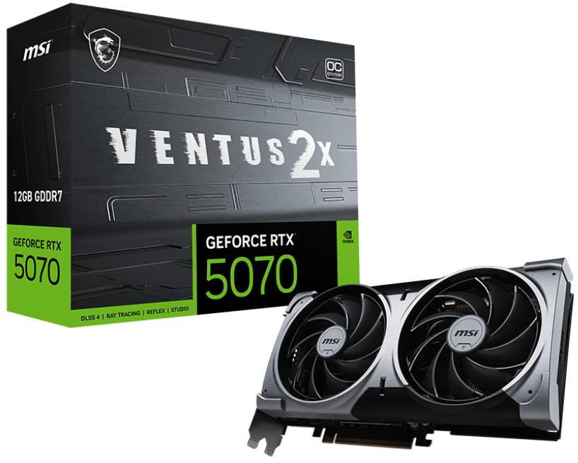 MSI GeForce RTX 5070 Ventus 2X OC 12GB GDDR7 Gaming Graphics Card - High Performance GPU for 4K Gaming, VR & Content Creation - Perfect for PC Builders & Streamers