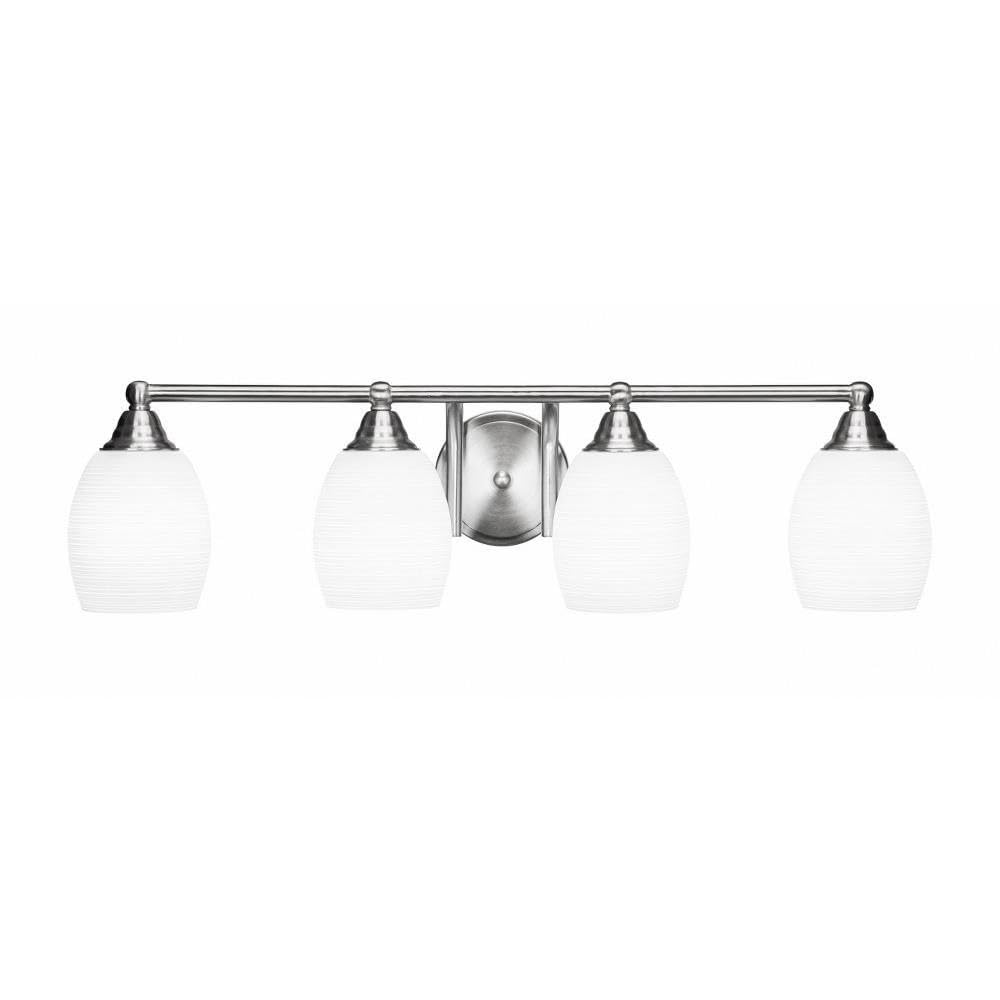 Toltec Lighting Paramount 4-Light Bathroom Vanity Light Bar in Brushed Nickel Finish (3424-BN-4021) - Perfect for Modern Bathrooms, Powder Rooms, and Spa-Like Home Decor