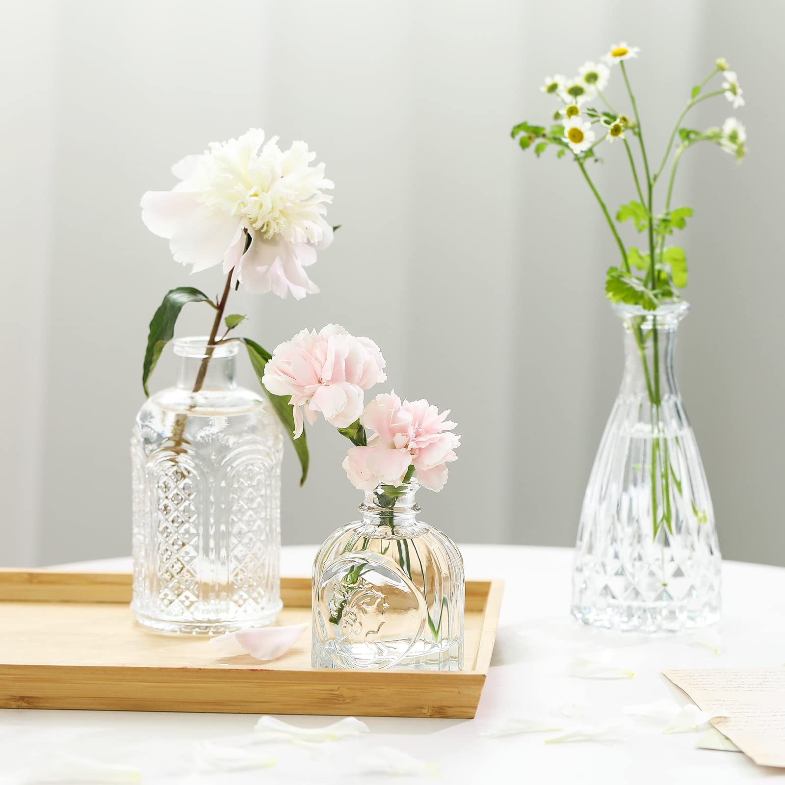 12 Pack Clear Glass Bud Vases - Small Flower Vases for Wedding Centerpieces, Rustic Home Decor & Table Arrangements - Perfect for DIY Floral Displays, Party Decorations and Gift Packaging