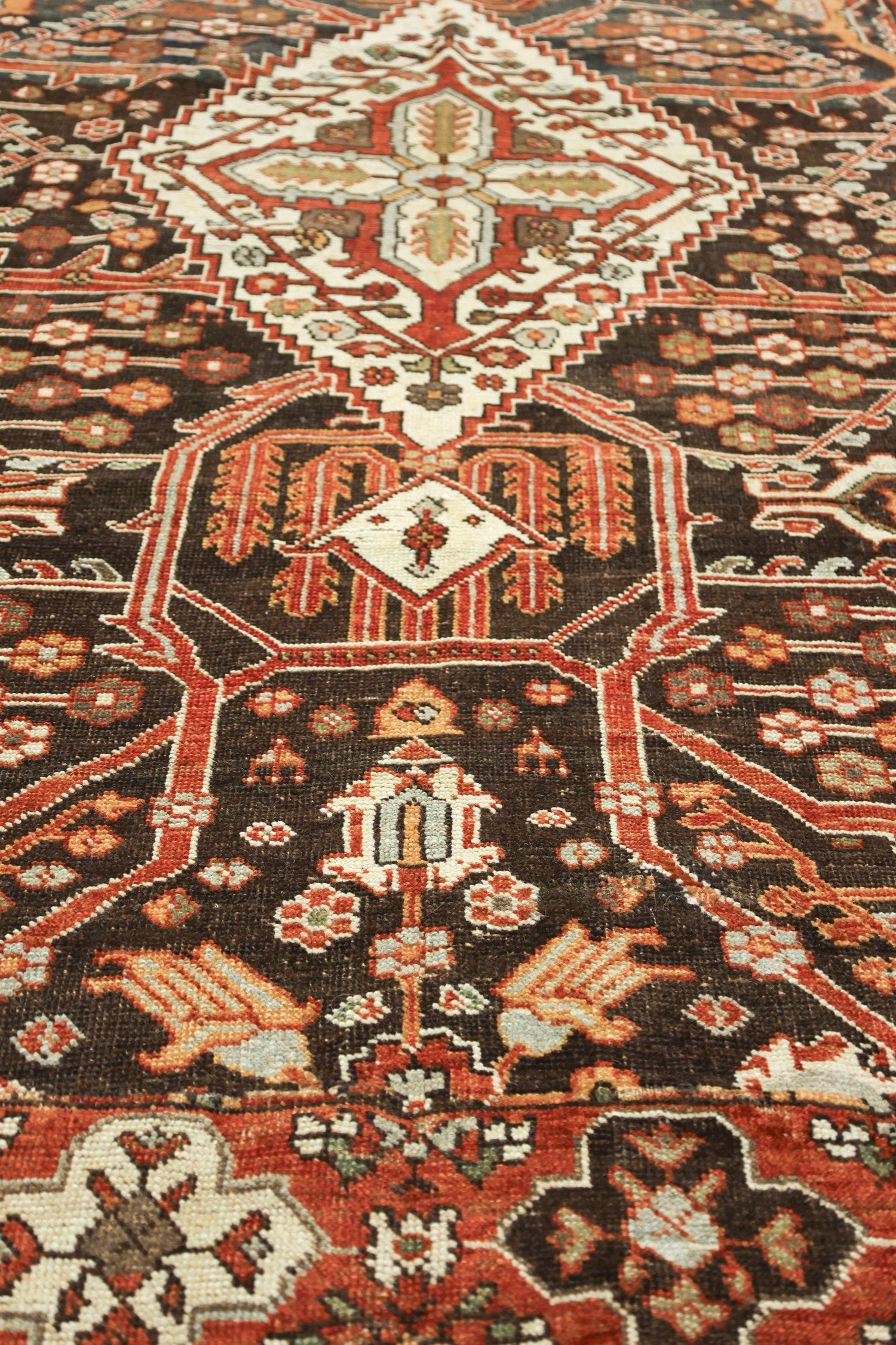 Antique Bakhtiari Handwoven Tribal Rug - Authentic Persian Wool Carpet - Vintage Home Decor for Living Room, Bedroom & Office - J76627