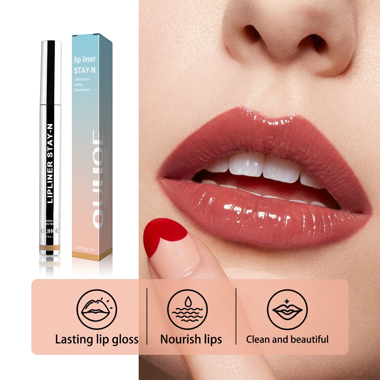 Peel Off Lip Liner - Clear Moisturizing Crystal Stone Nourishing Lip Oil | Waterproof Long-Lasting Lip Stain for All Skin Types | Hydrating Makeup Butter 5ml | Perfect for Daily Wear, Special Occasions & Makeup Looks