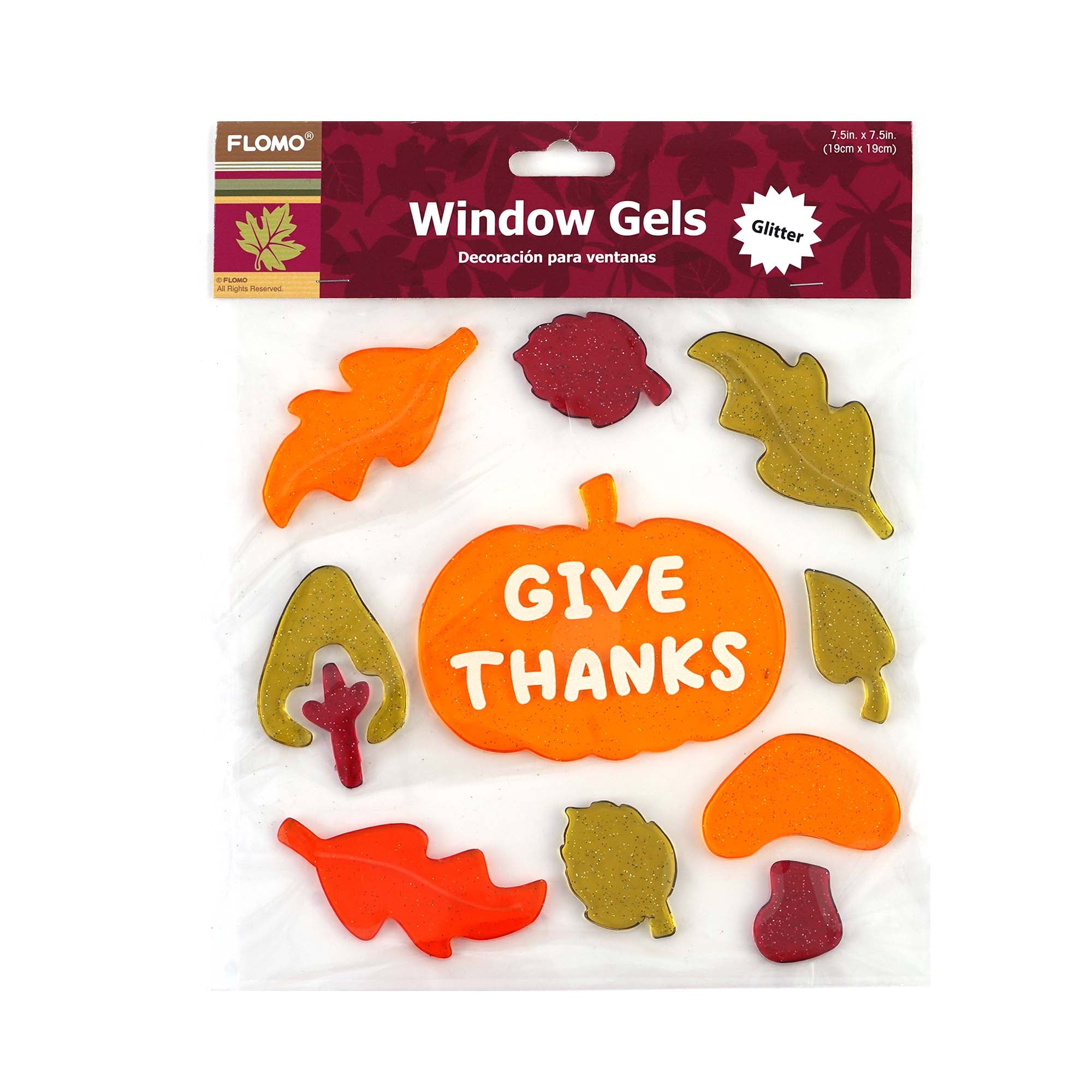 Fall Window Decals with Glitter - Harvest Give Thanks & Hello Fall Designs (7.5x7.5 Inches) - Perfect for Autumn Home Decor, Thanksgiving Party, and Seasonal Window Stickers