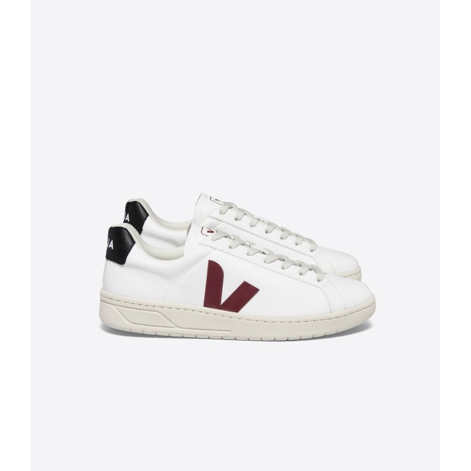 Veja Men's Urca CWL Sneakers - White Marsala & Black | Vegan Leather Casual Shoes for Men | Perfect for Everyday Wear & Sustainable Fashion
