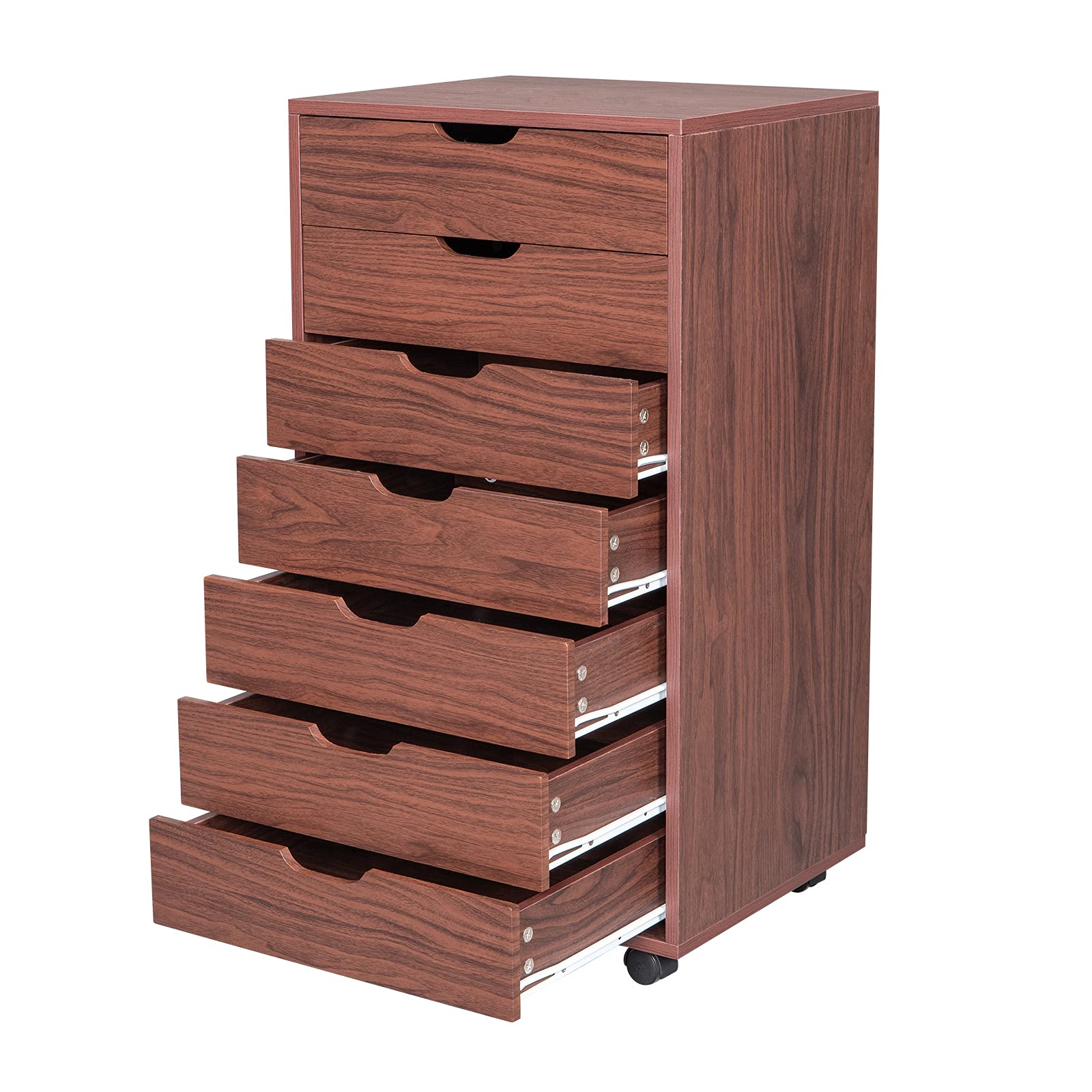 Ochine 5-Drawer Mobile Lateral File Cabinet with Wheels - Wooden Office Storage Cabinet for Home & Office Organization - Perfect for Document Storage, File Management, and Workspace Organization (Ships from USA)