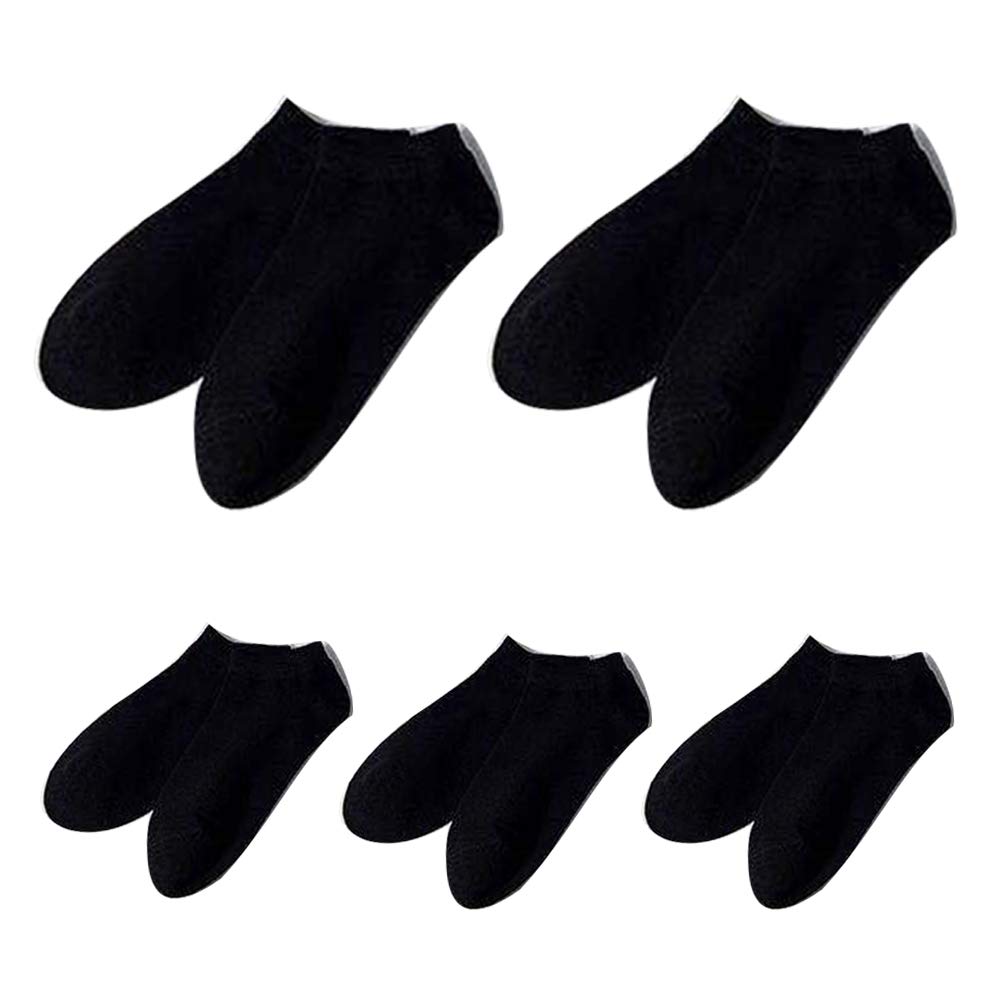 5 Pairs Men's Solid Color Elastic Low Cut Ankle Socks - Breathable Cotton Anti-Sweat Athletic Socks for Running, Gym & Casual Wear