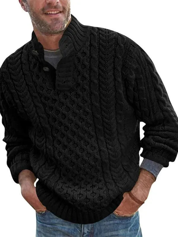 Men's Knitted Turtle Neck Sweater - Cozy Winter Pullover for Casual & Office Wear