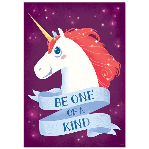 Unique Unicorn Inspire U Poster - Motivational Wall Art for Kids Room, Nursery, Classroom & Office Decor