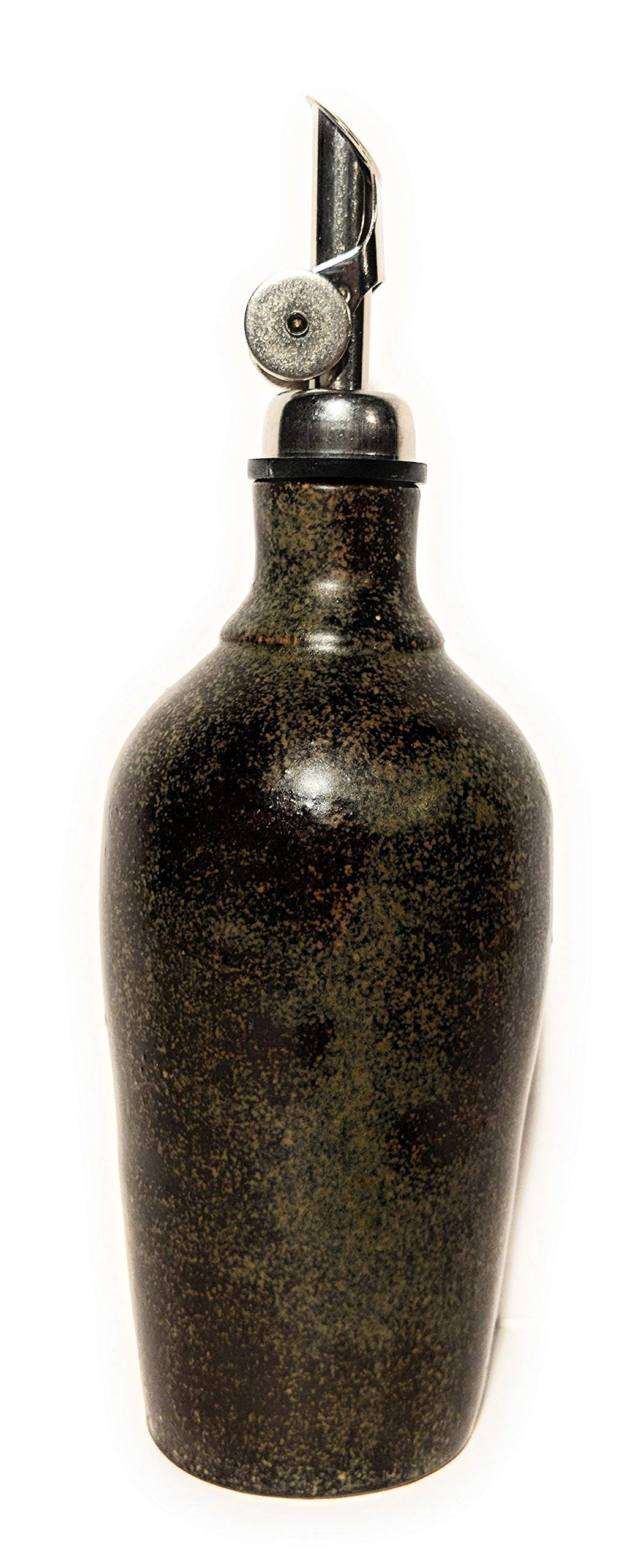 Pumpernickel Pottery Oil and Vinegar Cruet - Handmade Ceramic Dispenser for Kitchen, Salad Dressing & Cooking - Perfect for Olive Oil, Balsamic Vinegar & More