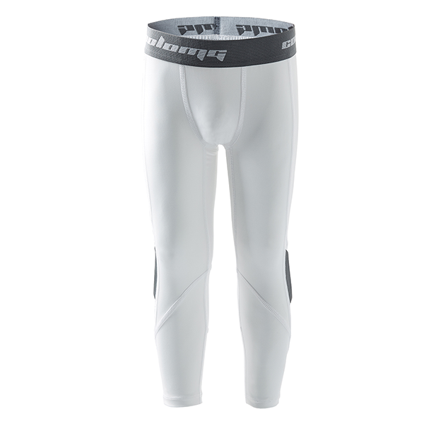 Boys' White Basketball 3/4 Length Compression Tights - Breathable Workout Leggings for Running, Training & Sports Performance