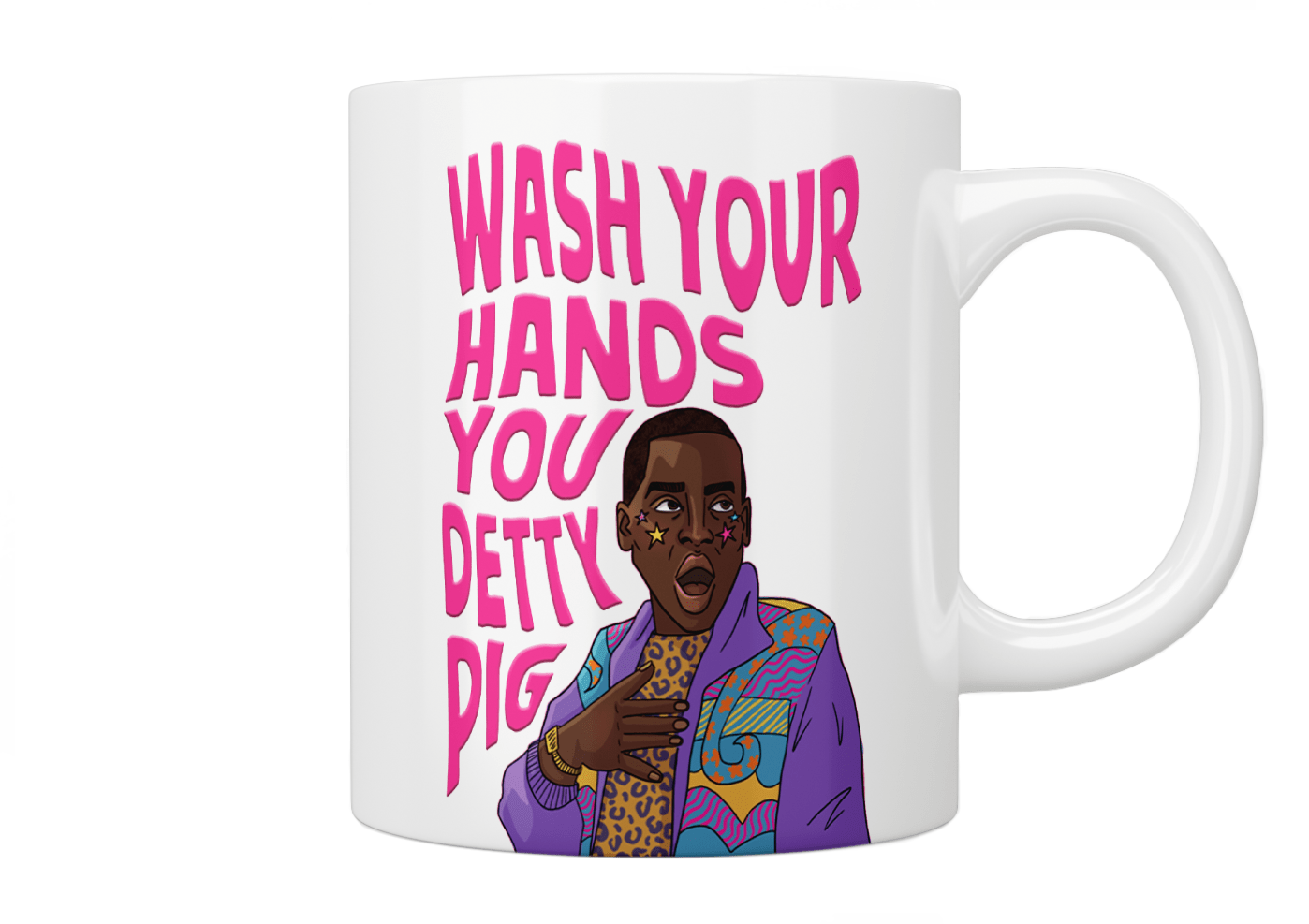 Sex Education Eric Effiong 'Wash Your Hands You Detty Pig' Quote Mug - Funny TV Show Inspired Coffee Cup for Fans, Office Use & Gift Giving