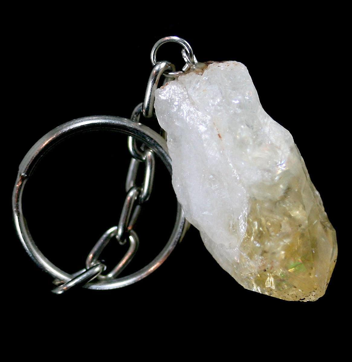 Natural Citrine Crystal Point Keychain - Healing Stone for Positive Energy & Protection - Perfect for Home, Office, and Travel