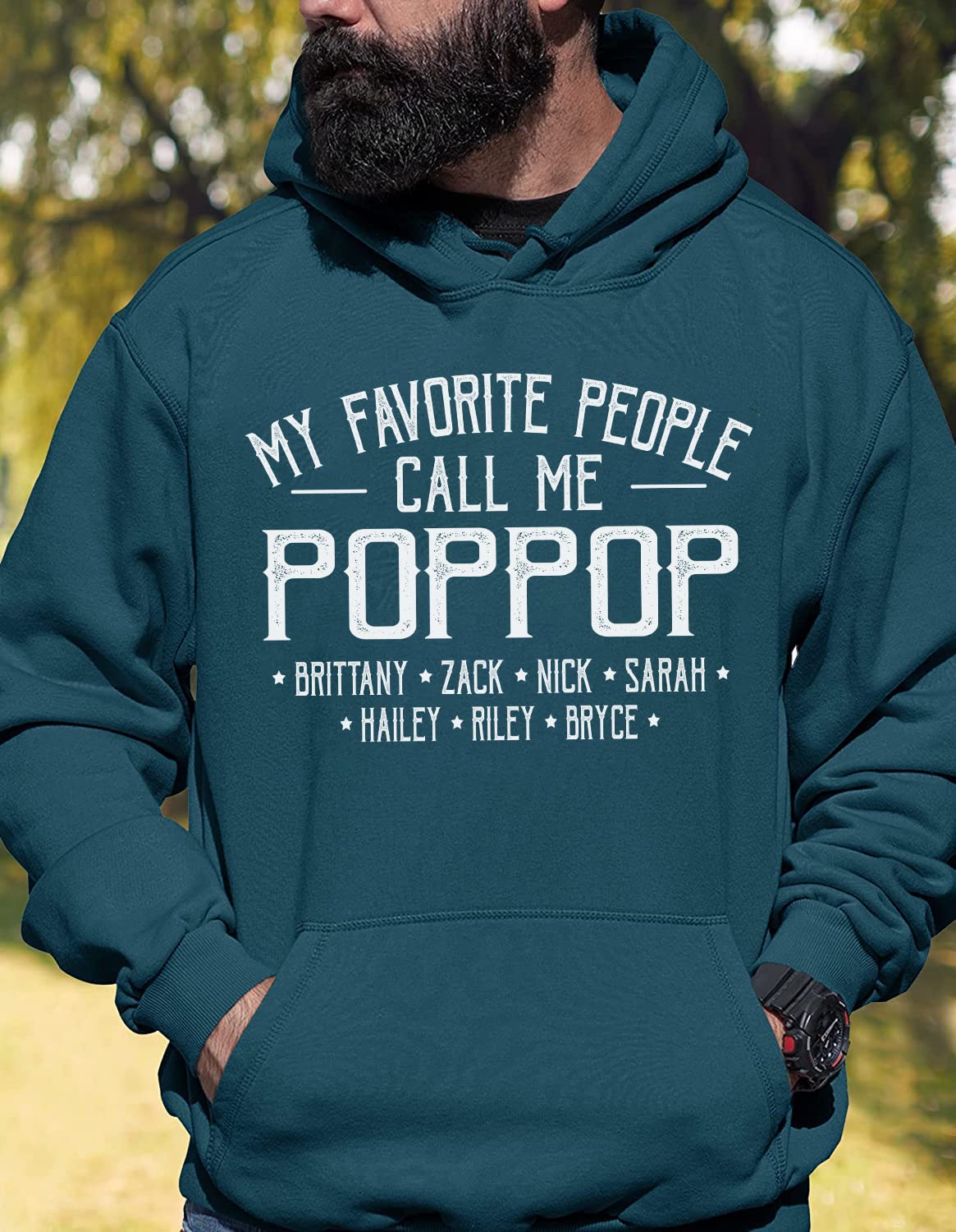 Custom Pop-Pop T-Shirt for Grandpa & Kids - Personalized Name T-Shirt | Unique Papa Gift Idea for Father's Day, Birthday & Family Reunions
