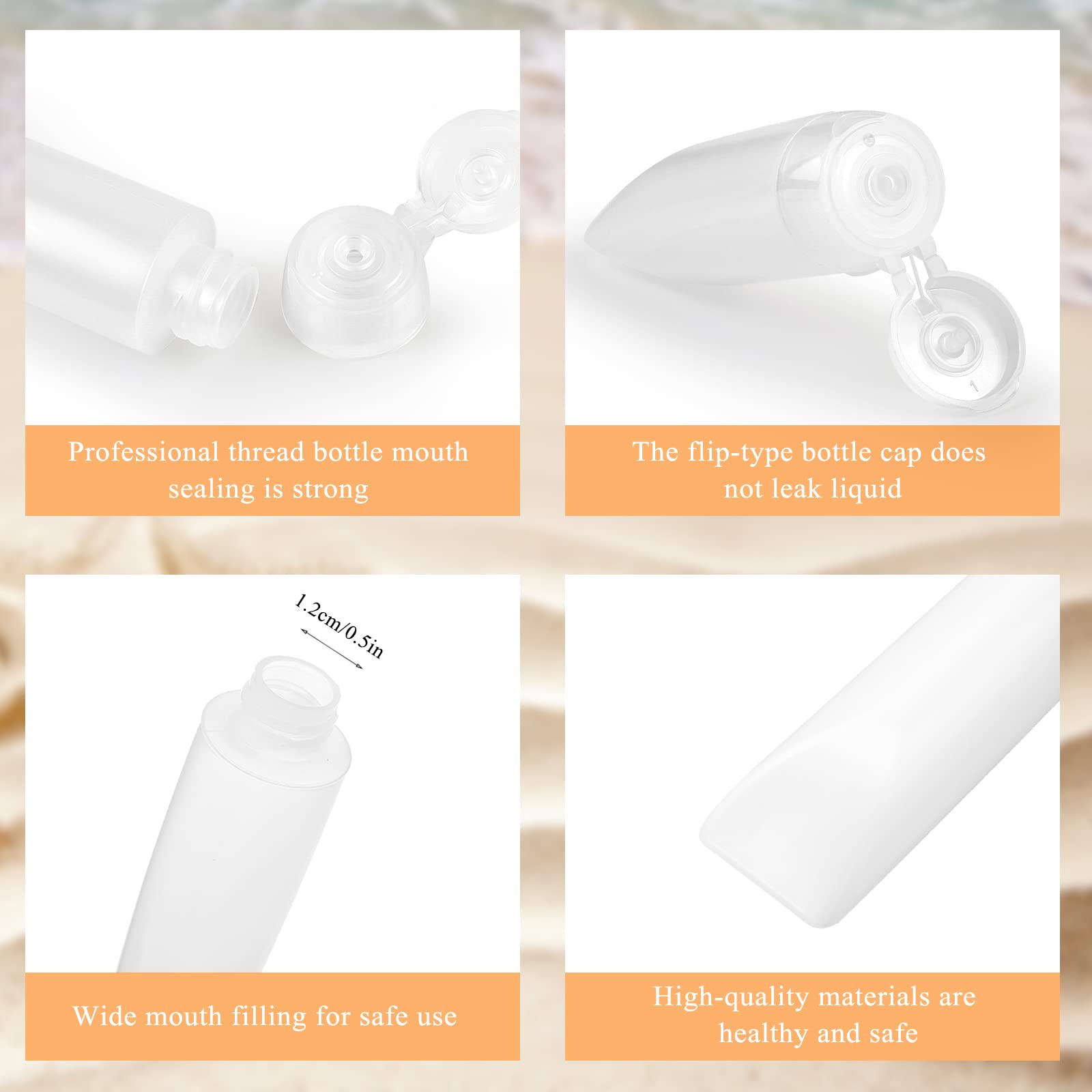 12-Piece Travel Size Bottles Set - 30ml & 50ml Clear Plastic Refillable Squeeze Containers for Toiletries | Perfect for Airplane Travel, Gym Essentials & Hotel Toiletries Organization