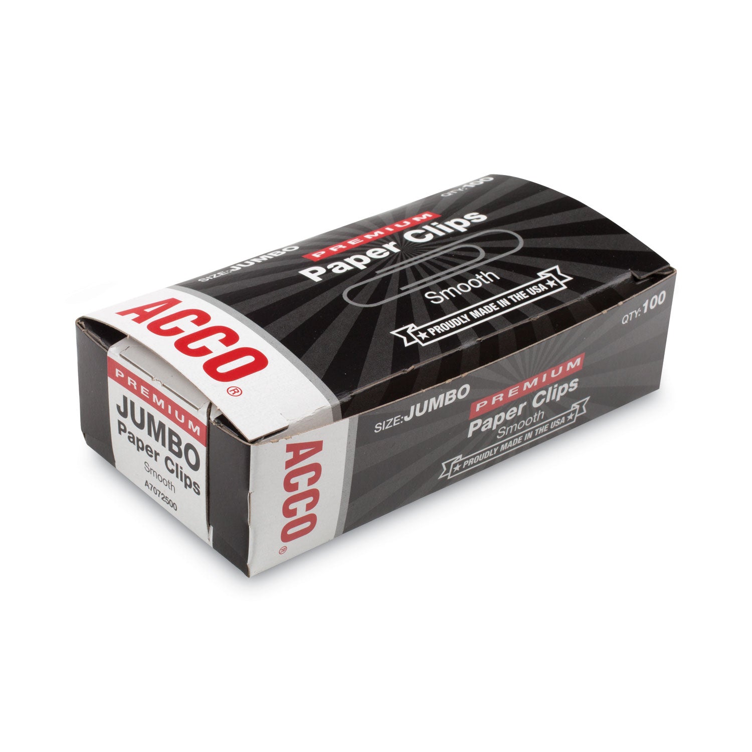 ACCO Premium Heavy Gauge Wire Paper Clips - Jumbo Smooth Silver Clips (100/Box, 10 Boxes/Pack) for Office, School, and Document Organization