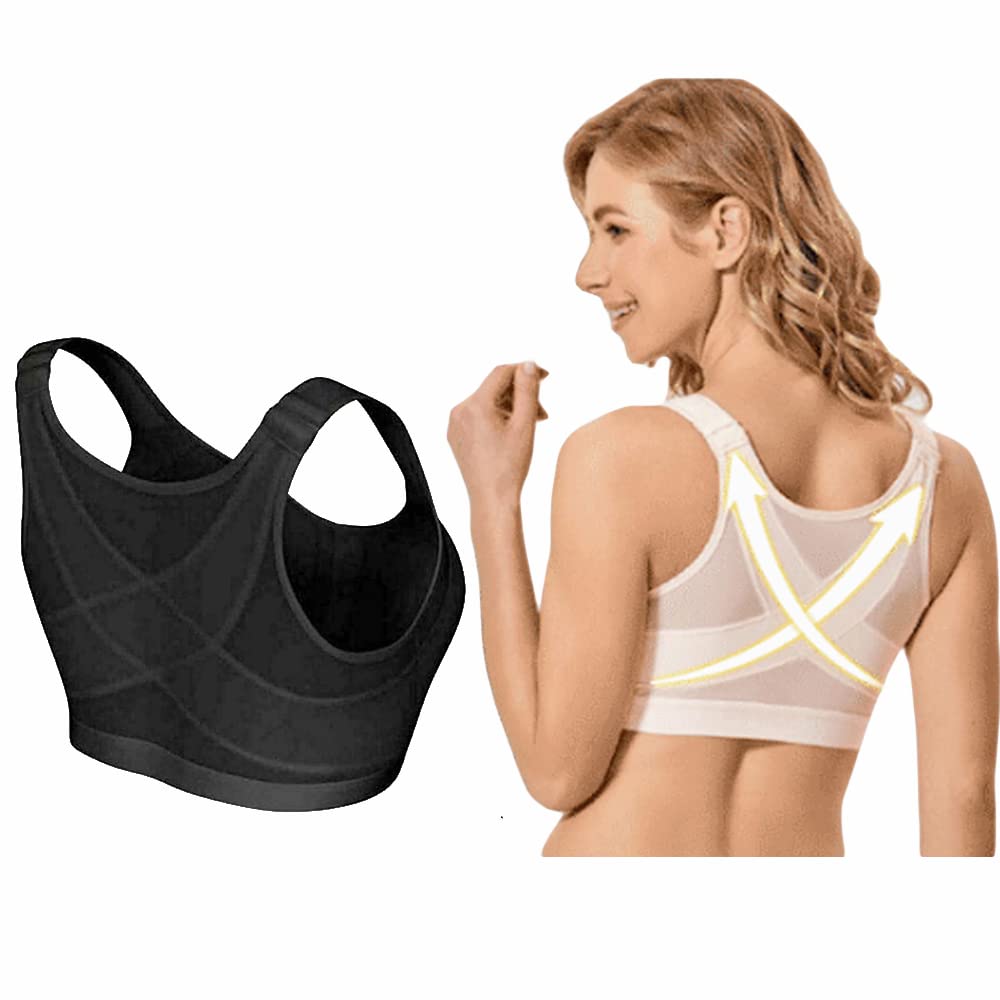 Miahhy Sora Front Closure Bra for Older Women - Posture Corrector Bras with Full Back Coverage for Seniors - Comfortable Support for Daily Wear, Yoga & Workouts