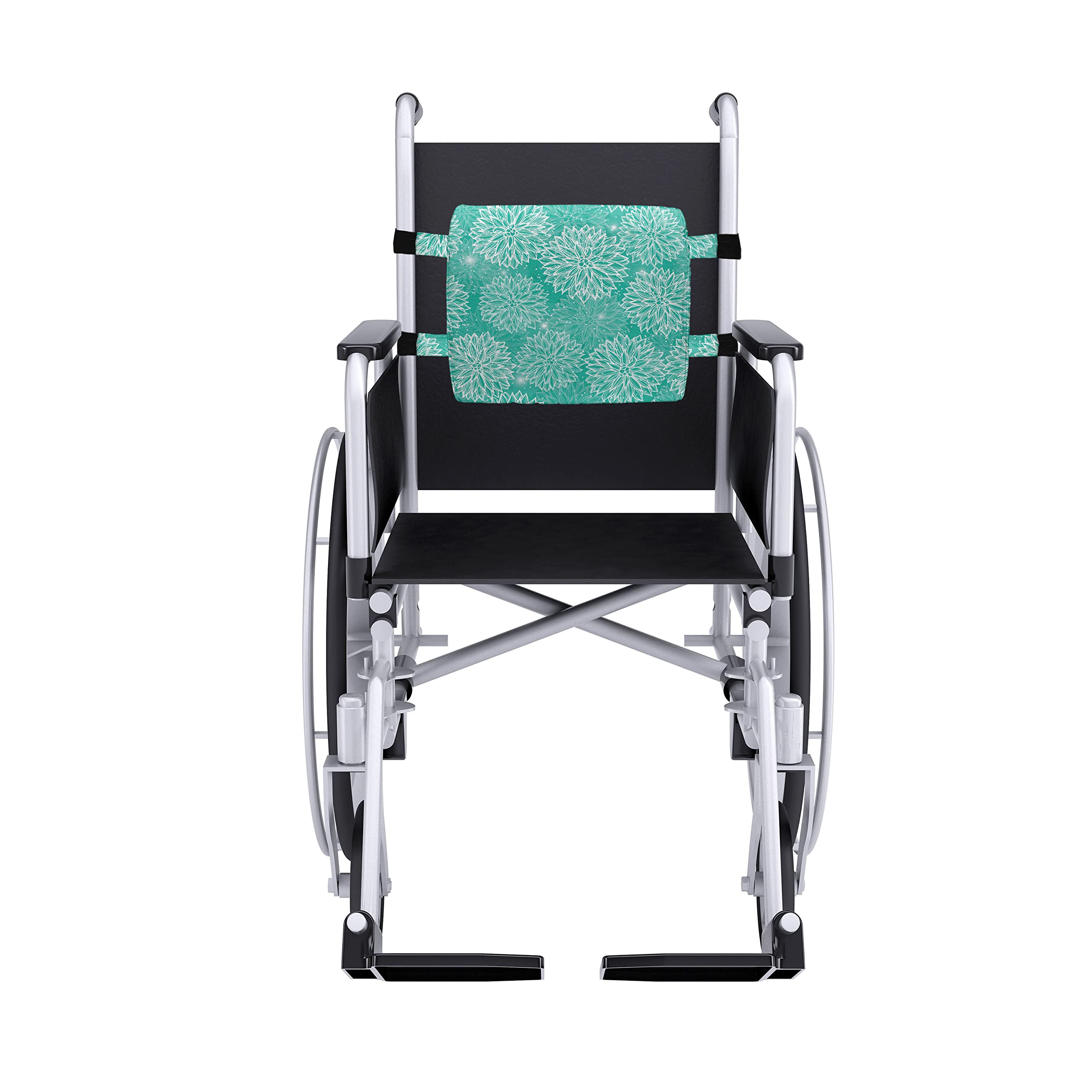 Ambesonne Dahlia Flower Lumbar Support Pillow - High Density Foam for Office Chairs & Car Seats - 14x13 Inch White Teal - Mother Earth Peony Design - Perfect for Home Office, Travel & Back Pain Relief