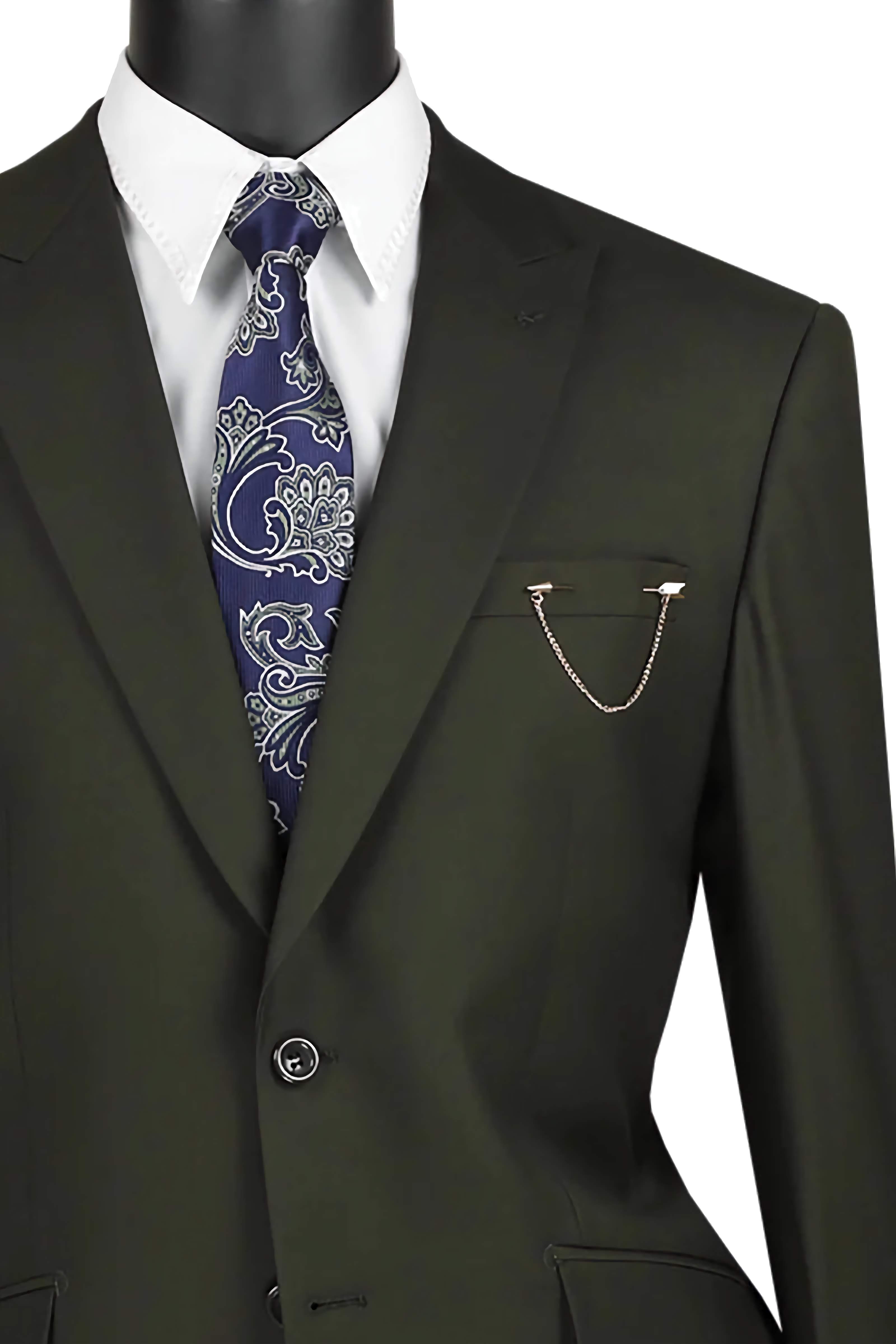 Olive Modern Fit 2-Piece Suit - Textured Solid Peak Lapel Business Suit for Men | Perfect for Weddings, Office & Formal Events